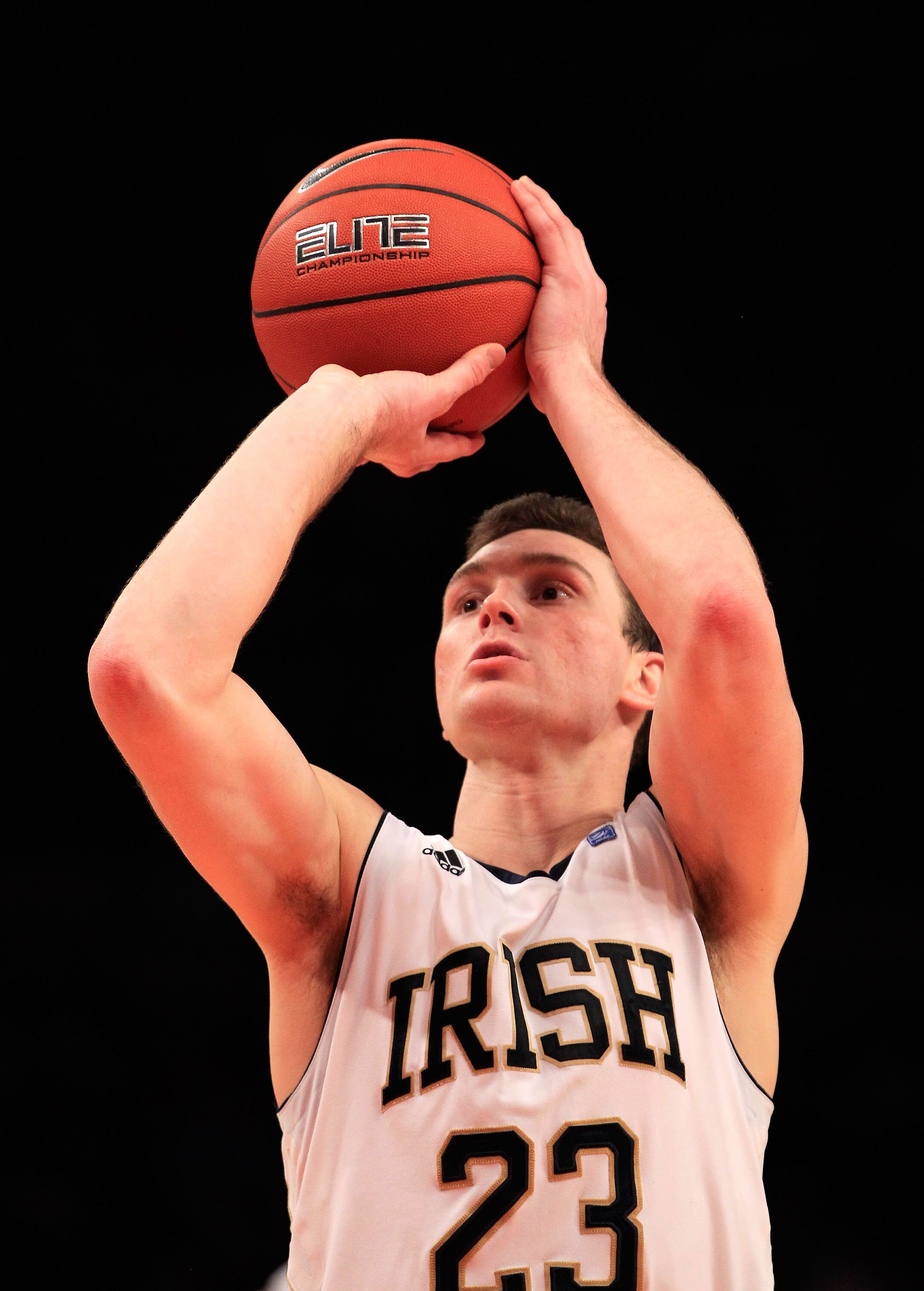 NEW YORK, NY - MARCH 10: Ben Hansbrough #23 of the Notre Dame Fighting Irish shoots a free throw against the Cincinnati Bearcats during the quarterfinals of the 2011 Big East Men's Basketball Tournament presented by American Eagle Outfitters  at Madison S