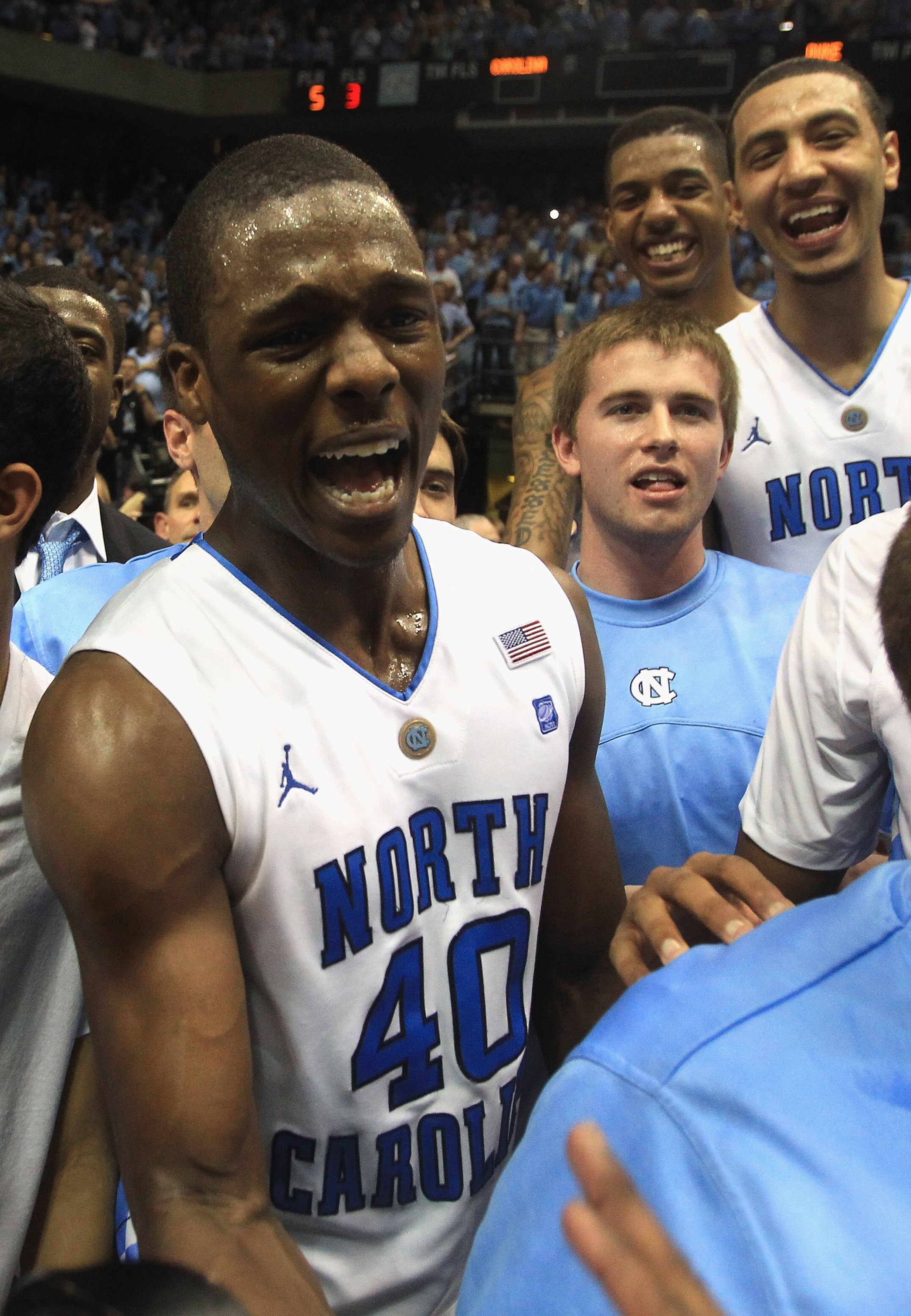 CHAPEL HILL, NC - MARCH 05:  Harrison Barnes #40 of the North Carolina Tar Heels celebrates winning the ACC Regular Season Championship as they defeated the Duke Blue Devils 81-67 at the Dean E. Smith Center on March 5, 2011 in Chapel Hill, North Carolina