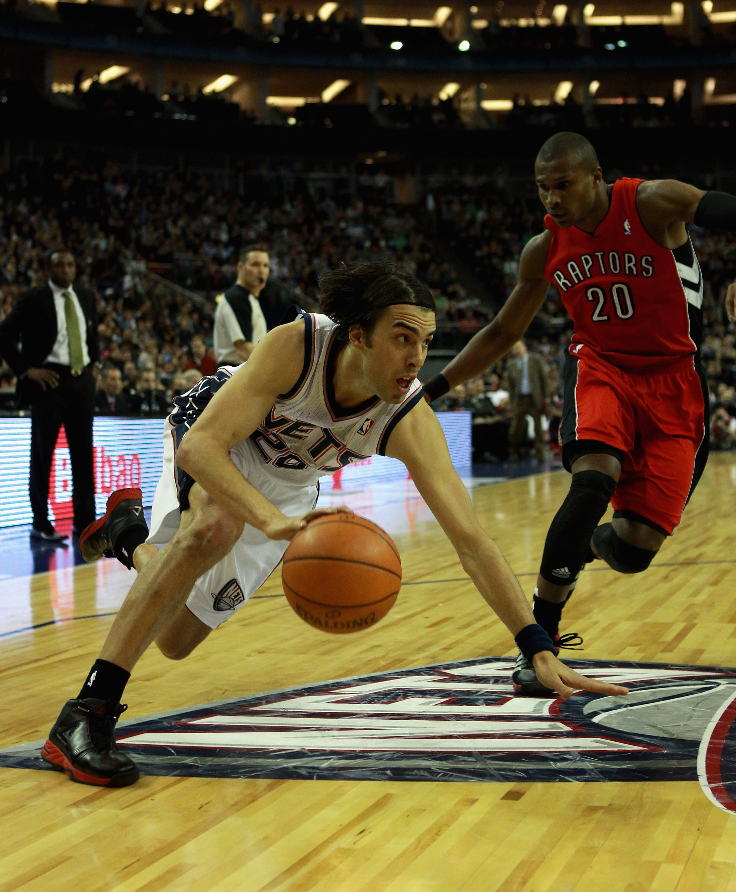 LONDON, ENGLAND - MARCH 04:  Sasha Vujacic of the New Jersey Nets in action during the NBA match between New Jersey Nets and the Toronto Raptors at the O2 Arena on March 4, 2011 in London, England. NOTE TO USER: User expressly acknowledges and agrees that