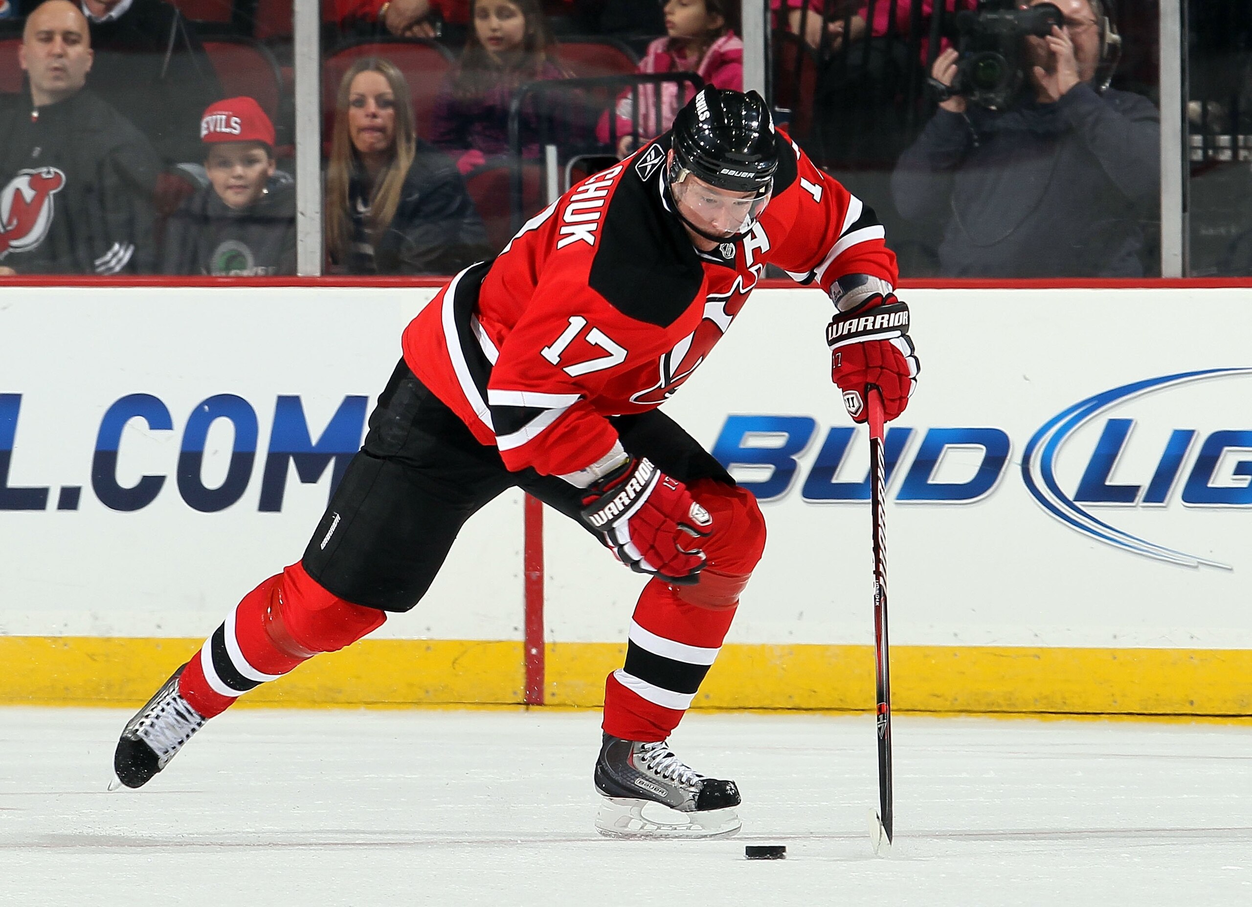 NEWARK, NJ - MARCH 08:  Ilya Kovalchuk #17 of the New Jersey Devils skates against the Ottawa Senators at the Prudential Center on March 8, 2011 in Newark, New Jersey. The Sens defeated the Devils 2-1.  (Photo by Jim McIsaac/Getty Images)
