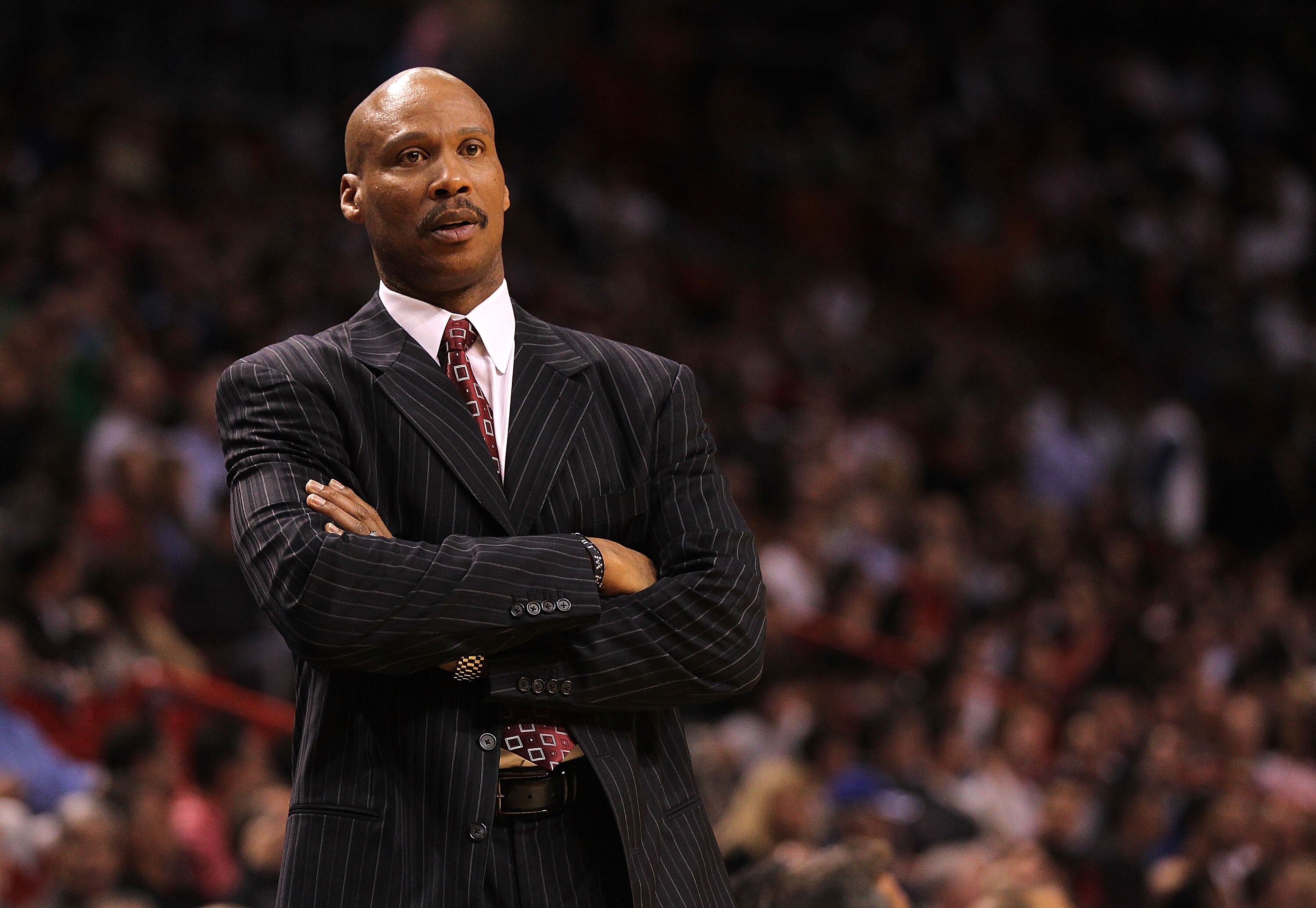 MIAMI, FL - JANUARY 31:  Cleveland Cavaliers head coach Byron Scott looks on dejected during a game against the Miami Heat  at American Airlines Arena on January 31, 2011 in Miami, Florida. NOTE TO USER: User expressly acknowledges and agrees that, by dow