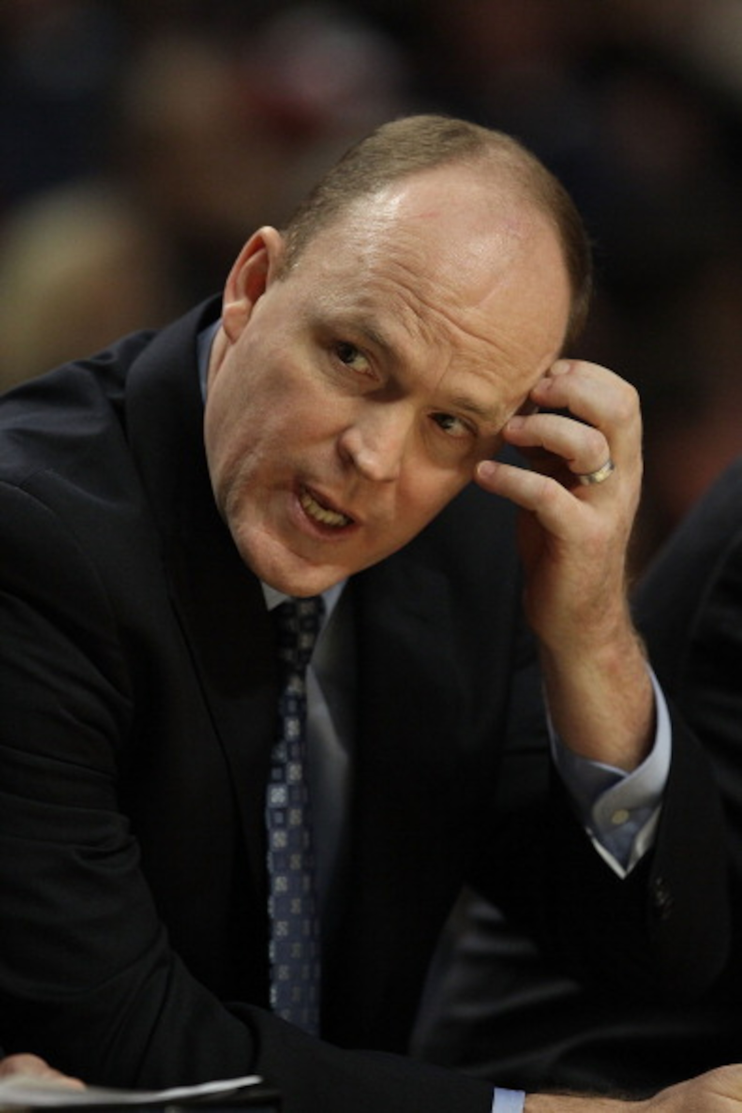 CHICAGO, IL - DECEMBER 28: Head coach Scott Skiles of the Milwaukee Bucks talks to an assistant coach during a game against the Chicago Bulls at the United Center on December 28, 2010 in Chicago, Illinois. The Bulls defeated the Bucks 90-77. NOTE TO USER: CHICAGO, IL - DECEMBER 28: Head coach Scott Skiles of the Milwaukee Bucks talks to an assistant coach during a game against the Chicago Bulls at the United Center on December 28, 2010 in Chicago, Illinois. The Bulls defeated the Bucks 90-77. NOTE TO USER: