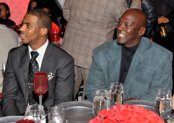 DALLAS - FEBRUARY 12:  NBA player Chris Paul (L) and Michael Jordan attend the Exclusive FABULOUS 23 Dinner hosted by Jordan Brand during All-Star Weekend on February 12, 2010 in Dallas, Texas.  (Photo by Charley Gallay/Getty Images for Jordan Brand)