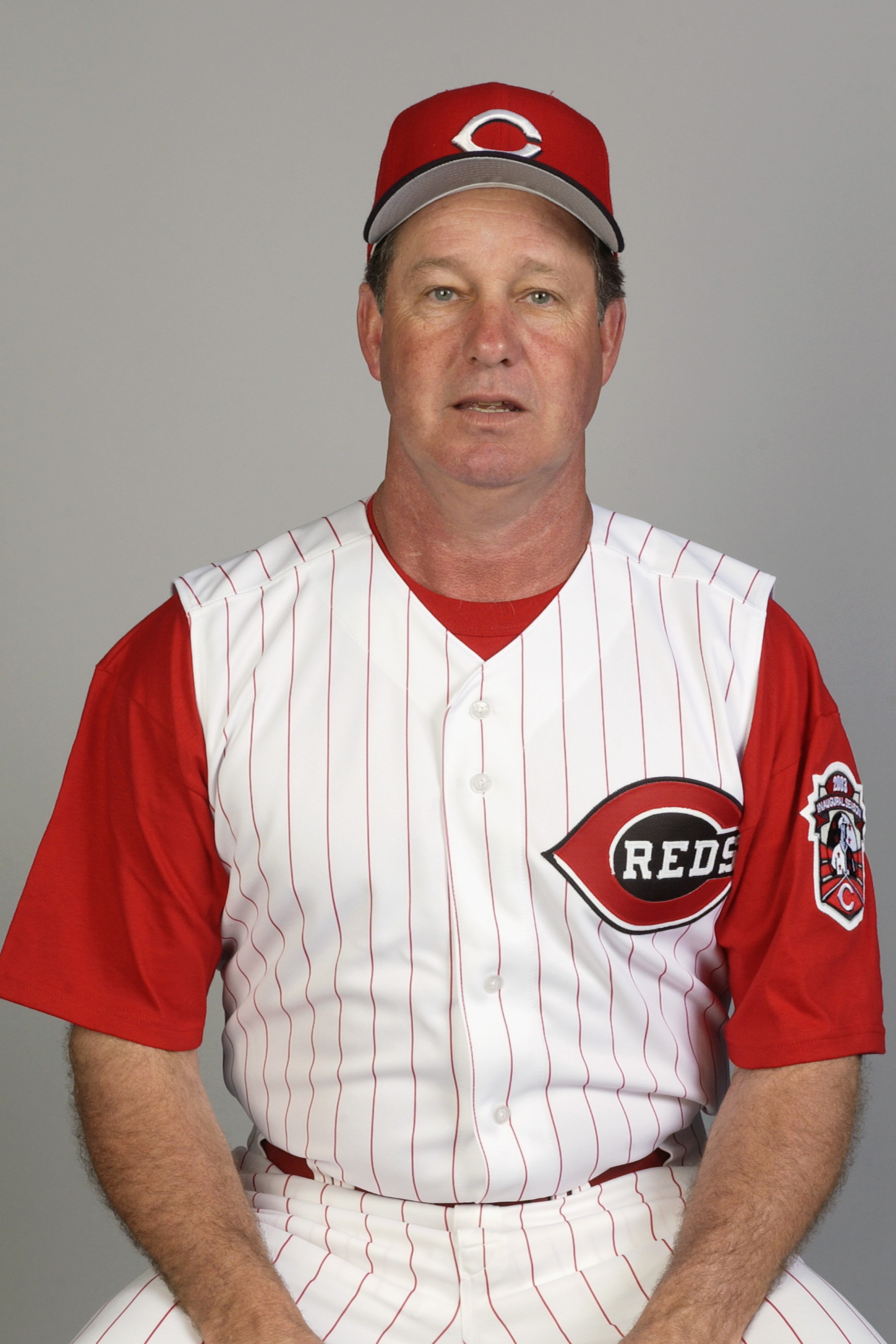 SARASOTA, FL - FEBRUARY 20:  Pitching coach Don Gullett #35 of the Cincinnati Reds poses for a portrait during the Reds' spring training Media Day on February 20, 2003 at Ed Smith Stadium in Sarasota, Florida. (Photo by Ezra Shaw/Getty Images)