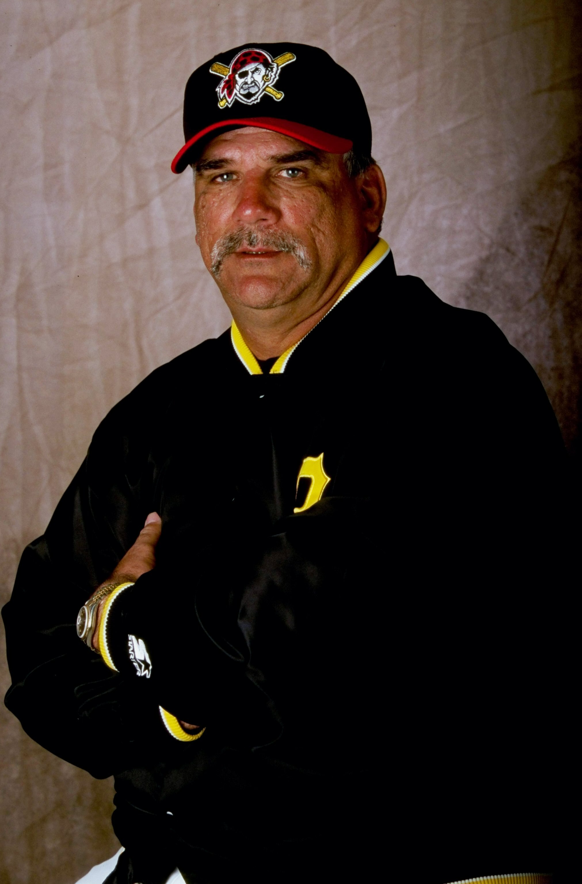 28 Feb 1999:  Coach Pete Vuckovich #50 of the Pittsburgh Pirates poses for a studio portrait on Photo Day during Spring Training at the McKechnie Field in Bradenton, Florida. Mandatory Credit: Vincent Laforet  /Allsport