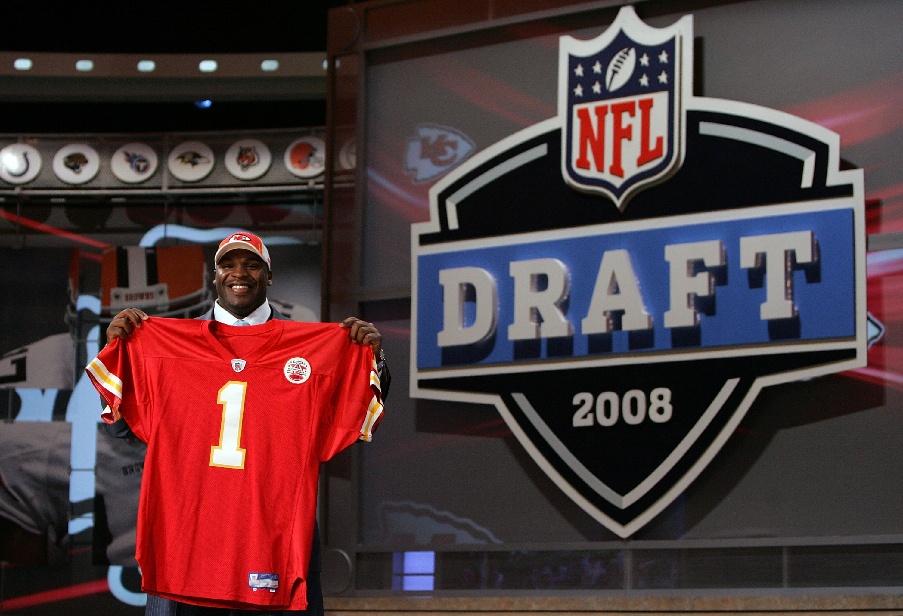 NEW YORK - APRIL 26:  Glenn Dorsey poses for a photo after being selected as the fifth overall pick by the Kansas City Chiefs during the 2008 NFL Draft on April 26, 2008 at Radio City Music Hall in New York City.  (Photo by Jim McIsaac/Getty Images)