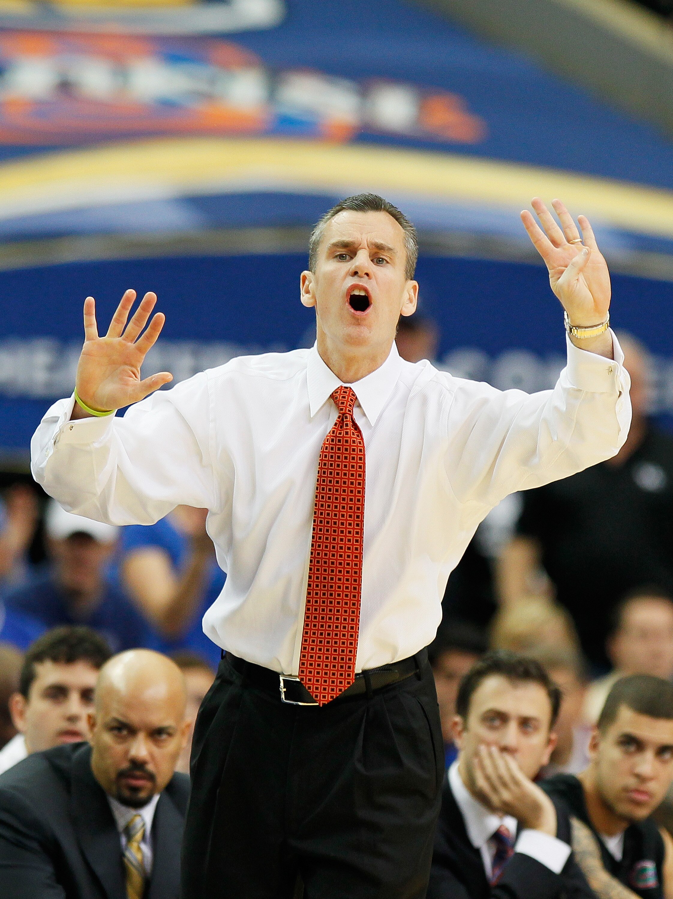 ATLANTA, GA - MARCH 13:  Head coach Billy Donovan of the Florida Gators coaches against the Kentucky Wildcats during the championship game of the SEC Men's Basketball Tournament at Georgia Dome on March 13, 2011 in Atlanta, Georgia.  (Photo by Kevin C. Co