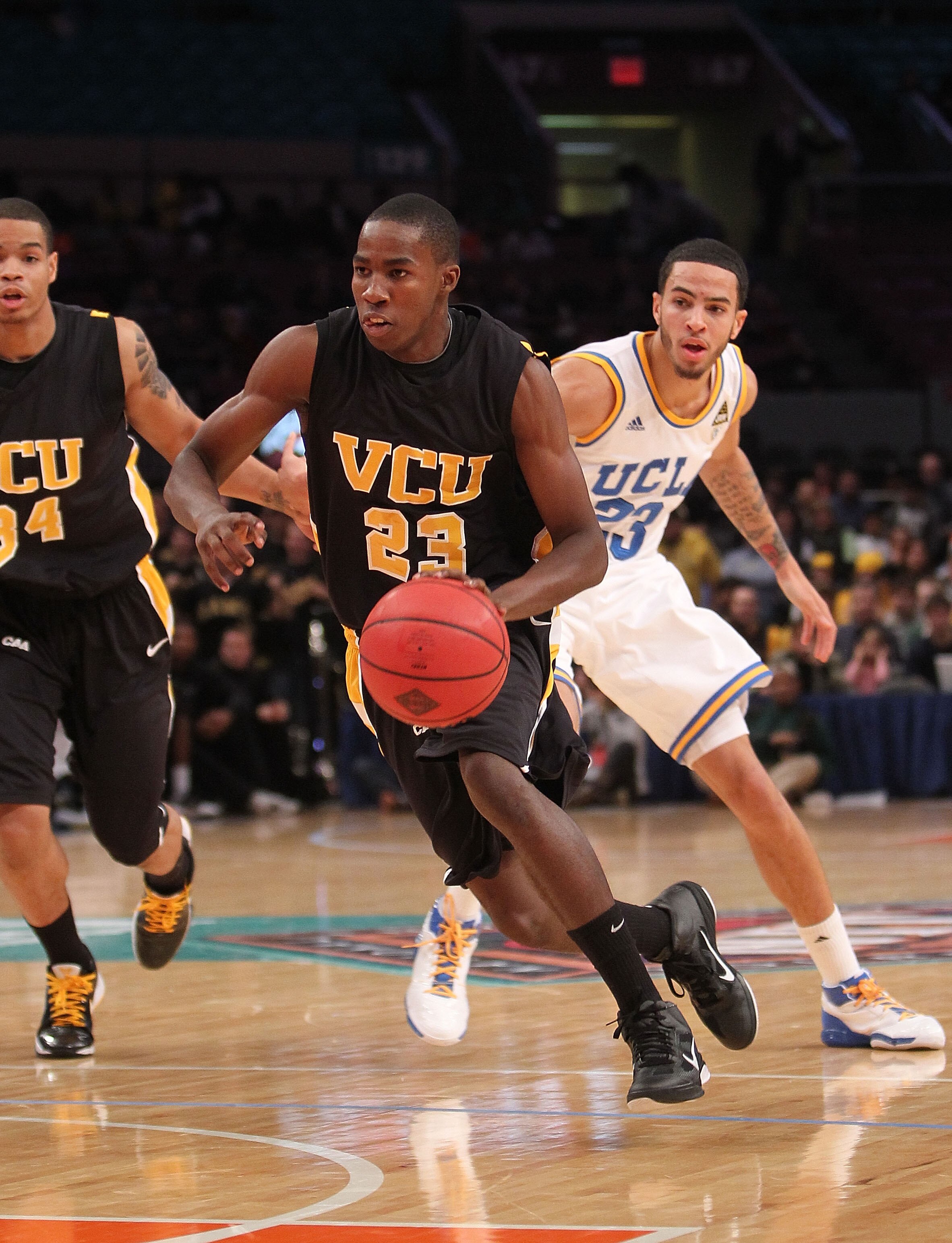 NEW YORK - NOVEMBER 26: Rob Brandenberg #23 of the Virginia Commonwealth Rams drives to the basket against the UCLA Bruins during their consolation game at Madison Square Garden on November 24, 2010 in New York City.  (Photo by Nick Laham/Getty Images)
