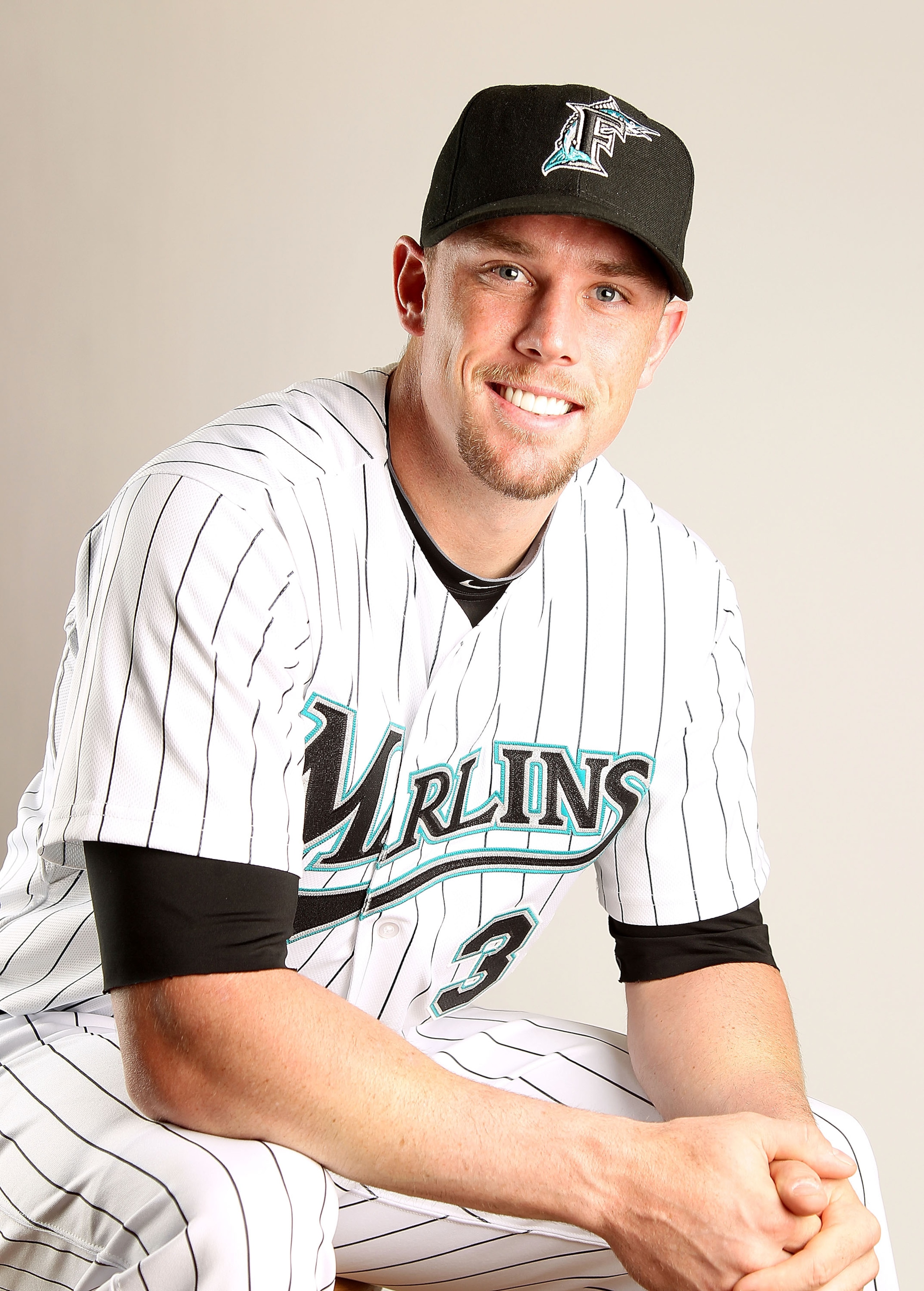JUPITER, FL - FEBRUARY 23:  Scott Cousins #33 of the Florida Marlins during Photo Day at Roger Dean Stadium on February 23, 2011 in Jupiter, Florida.  (Photo by Mike Ehrmann/Getty Images)