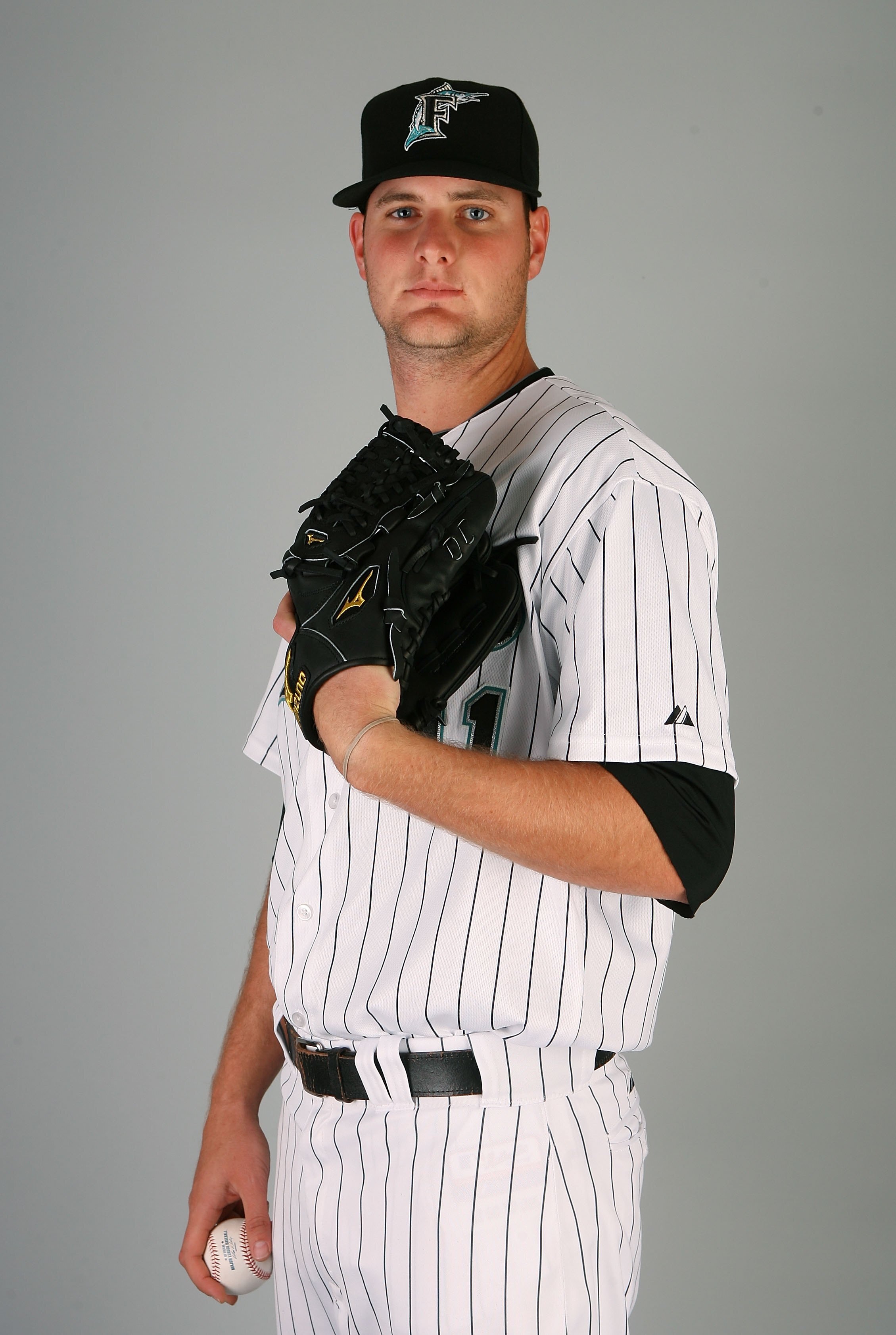 JUPITER, FL - MARCH 02:  Pitcher Chris Volstad #41 of the Florida Marlins poses during photo day at Roger Dean Stadium on March 2, 2010 in Jupiter, Florida.  (Photo by Doug Benc/Getty Images)