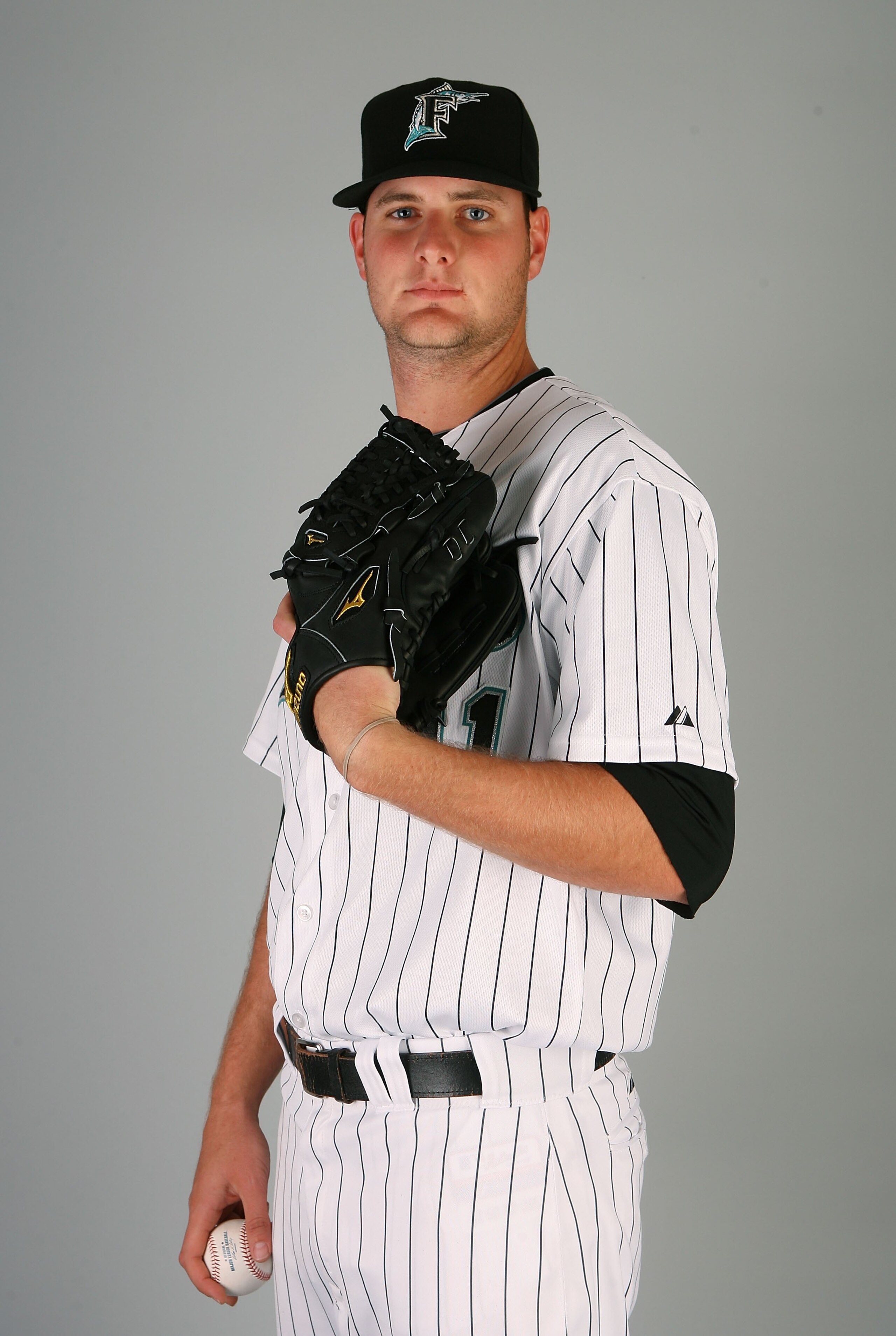 JUPITER, FL - MARCH 02:  Pitcher Chris Volstad #41 of the Florida Marlins poses during photo day at Roger Dean Stadium on March 2, 2010 in Jupiter, Florida.  (Photo by Doug Benc/Getty Images)