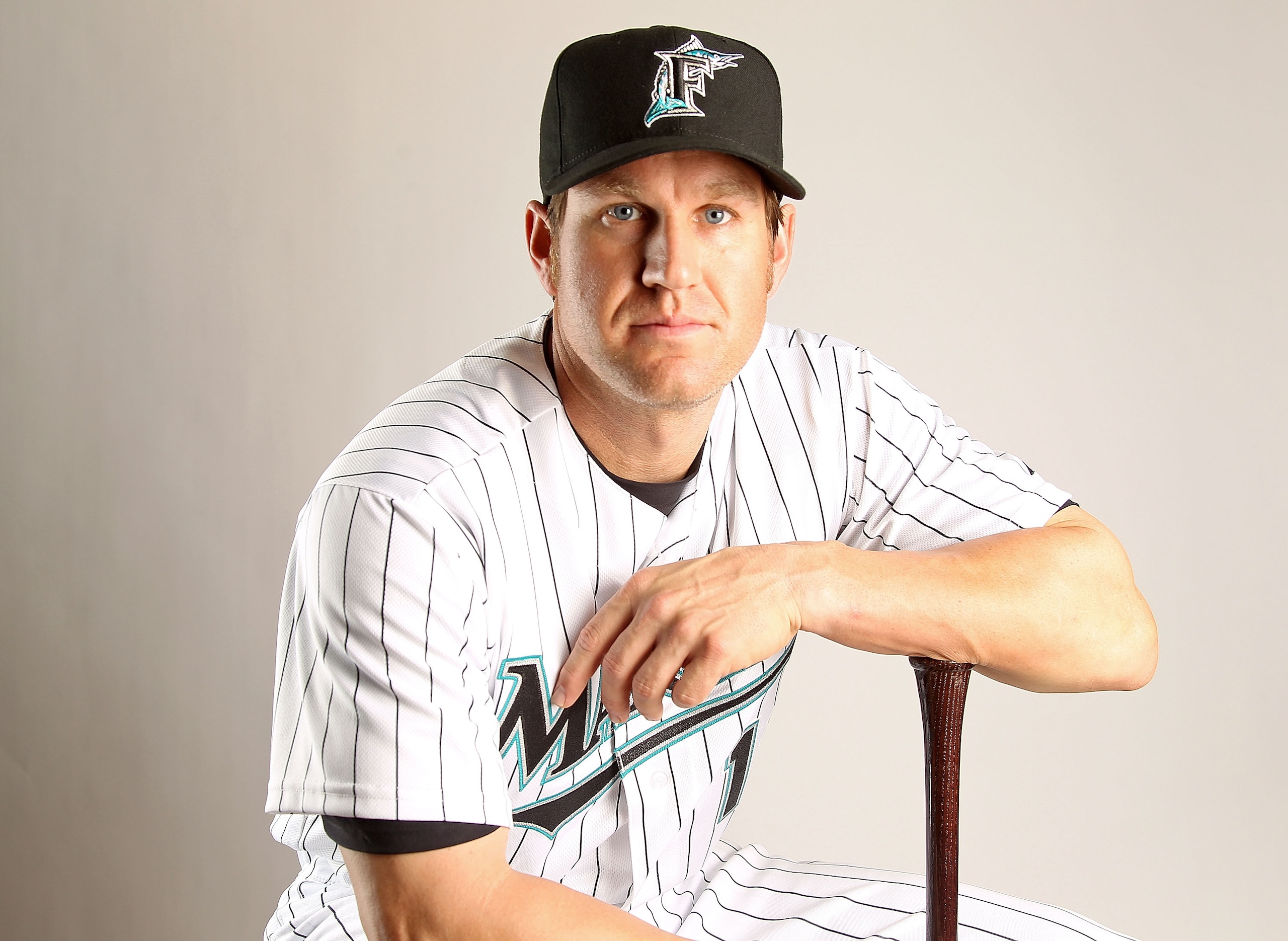 JUPITER, FL - FEBRUARY 23: Wes Helms #18 of the Florida Marlins during Photo Day at Roger Dean Stadium on February 23, 2011 in Jupiter, Florida.  (Photo by Mike Ehrmann/Getty Images)