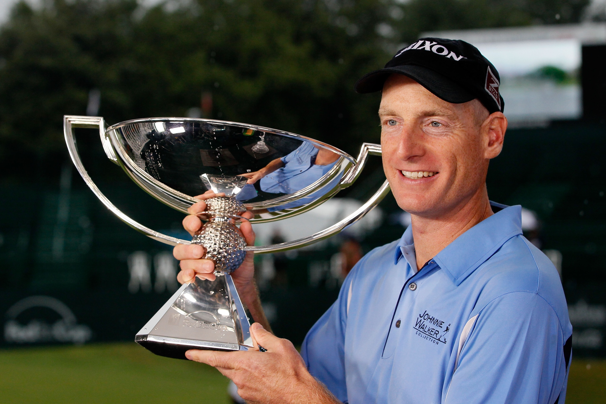 ATLANTA - SEPTEMBER 26:  Jim Furyk celebrates with the FedExCup Trophy after winning THE TOUR Championship presented by Coca-Cola, the final event of the PGA TOUR Playoffs for the FedExCup, at East Lake Golf Club on September 26, 2010 in Atlanta, Georgia.