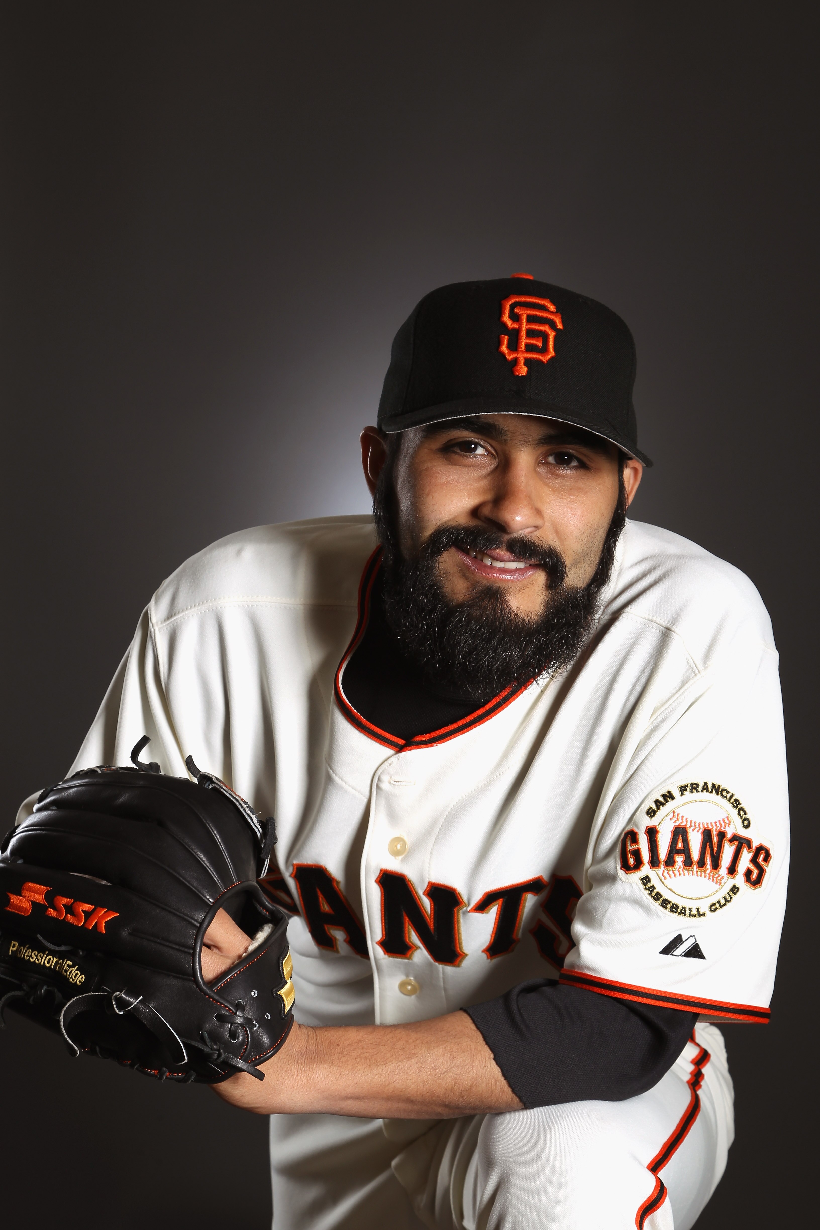 SCOTTSDALE, AZ - FEBRUARY 23:  Sergio Romo #54 of the San Francisco Giants poses for a portrait during media photo day at Scottsdale Stadium on February 23, 2011 in Scottsdale, Arizona.  (Photo by Ezra Shaw/Getty Images)