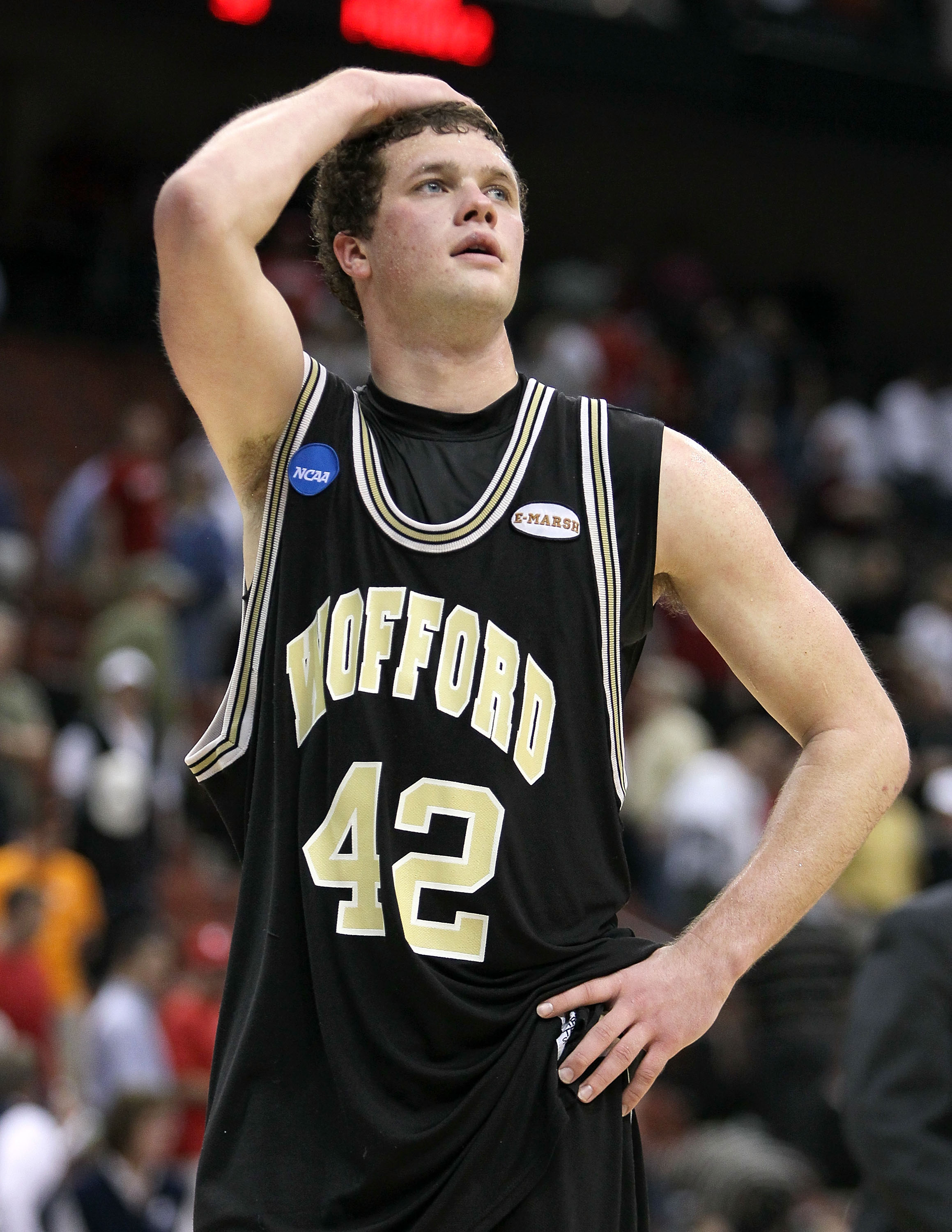JACKSONVILLE, FL - MARCH 19: Noah Dahlman #42 of the Wofford Terriers walks off of the court following the game against the Wisconsin Badgers in the first round of the 2010 NCAA men's basketball tournament at Jacksonville Veteran's Memorial Arena on Mar JACKSONVILLE, FL - MARCH 19: Noah Dahlman #42 of the Wofford Terriers walks off of the court following the game against the Wisconsin Badgers in the first round of the 2010 NCAA men's basketball tournament at Jacksonville Veteran's Memorial Arena on Mar