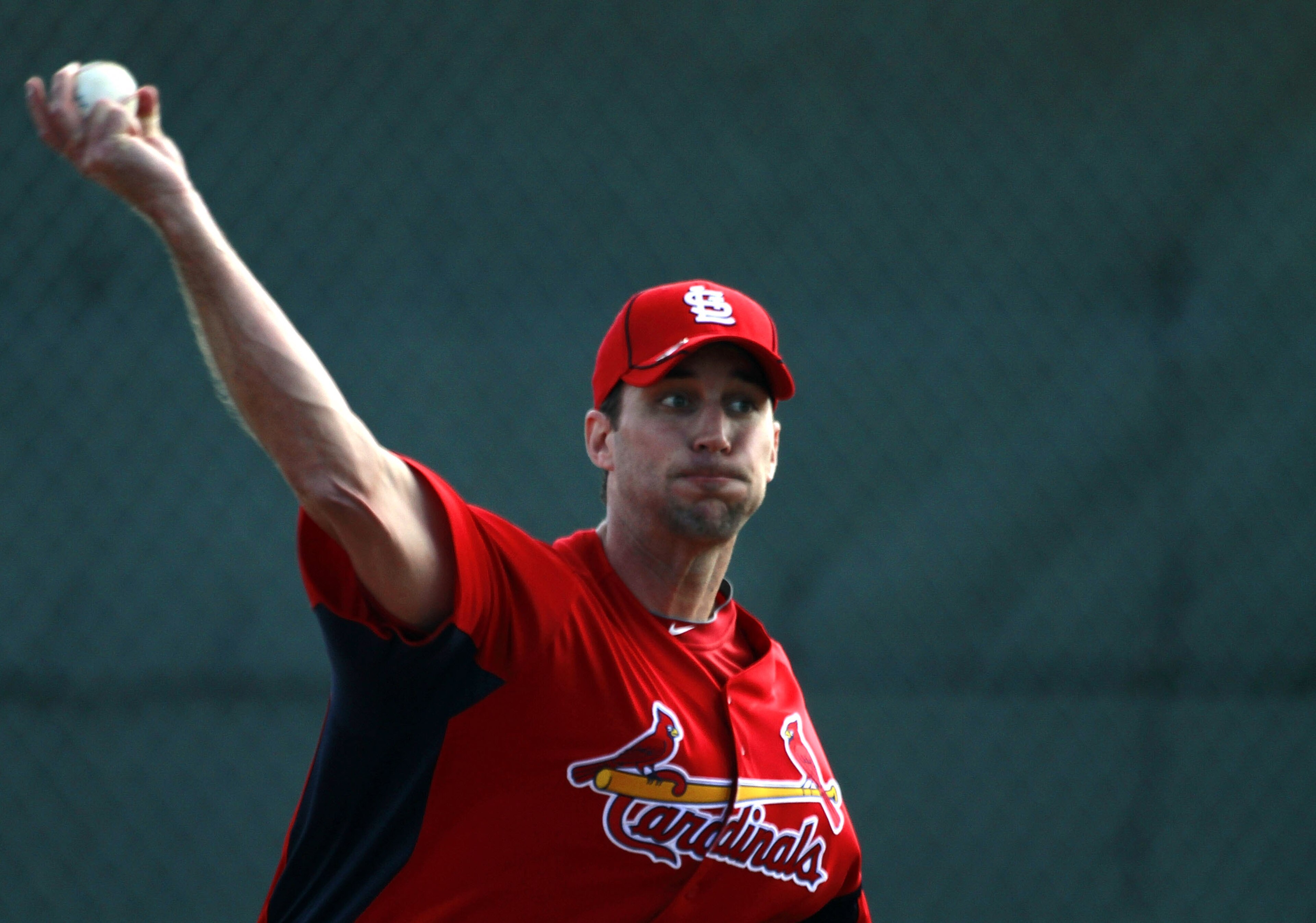 JUPITER, FL - FEBRUARY 16:  Pitcher Adam Wainwright #50 of the St. Louis Cardinals throws during spring training at Roger Dean Stadium on February 16, 2011 in Jupiter, Florida.  (Photo by Marc Serota/Getty Images)