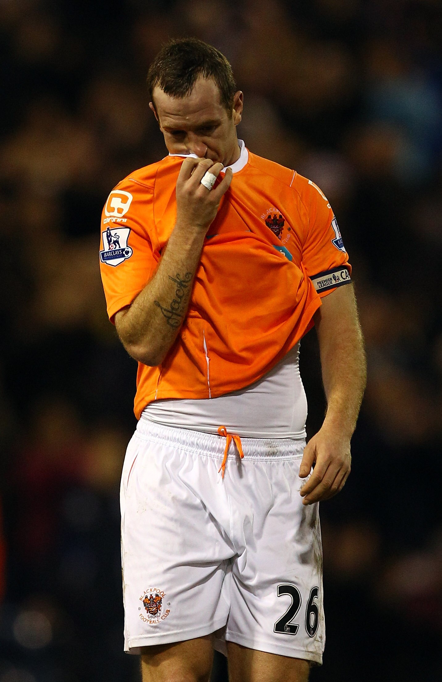 WEST BROMWICH, ENGLAND - JANUARY 15:  Charlie Adam of Blackpool looks dejected at the final whistle during the Barclays Premier League match between West Bromwich Albion and Blackpool at The Hawthorns on January 15, 2011 in West Bromwich, England.  (Photo