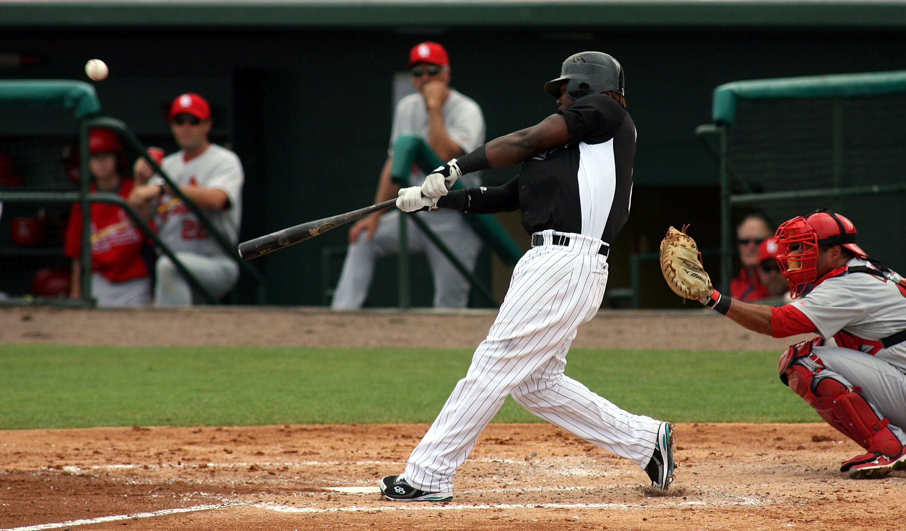 JUPITER, FL - MARCH 06:  Hanley Ramirez #2 of the Florida Marlins bats against the St. Louis Cardinals at Roger Dean Stadium on March 6, 2011 in Jupiter, Florida.  (Photo by Marc Serota/Getty Images)