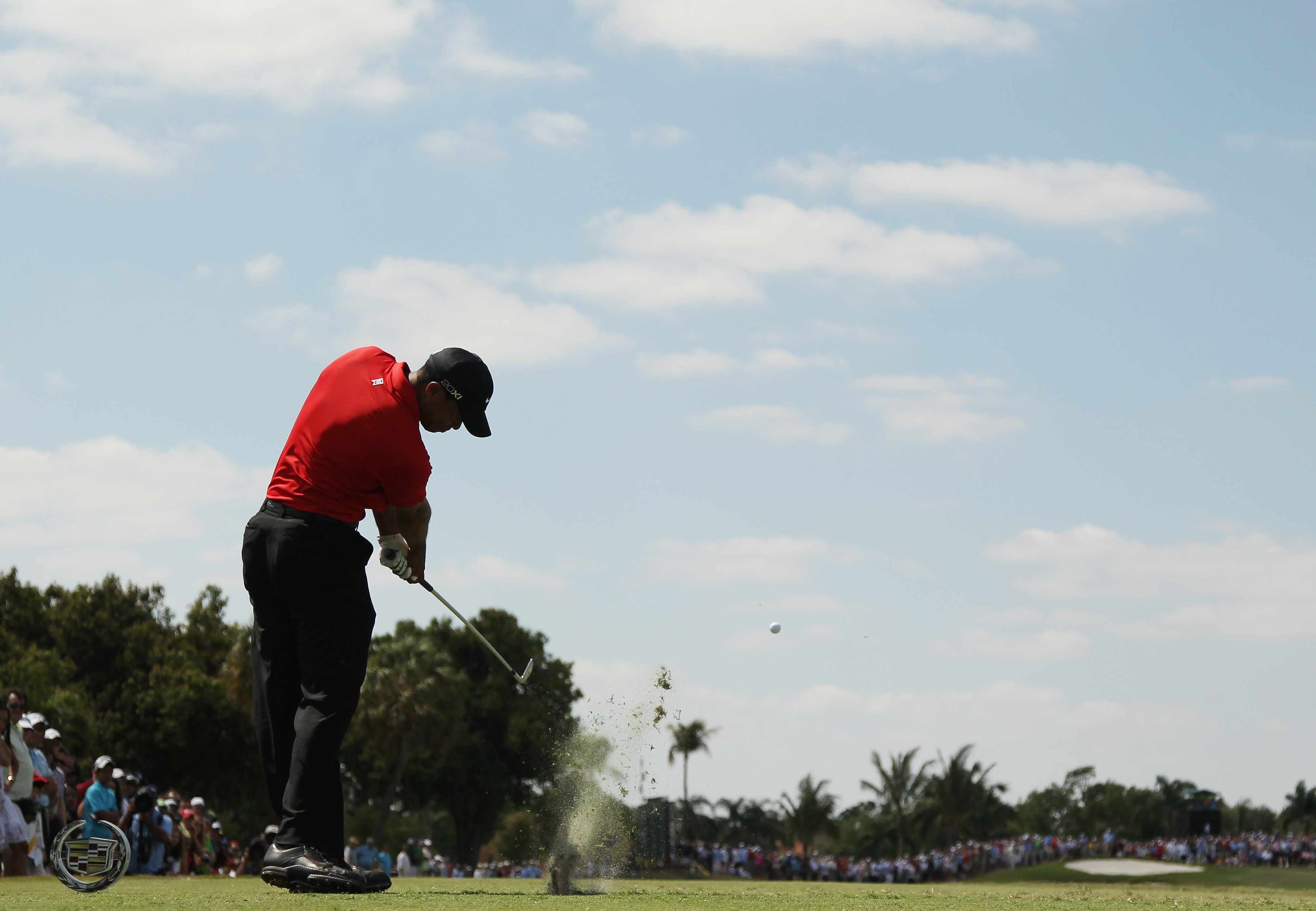 DORAL, FL - MARCH 13:  Tiger Woods hits his tee shot on the fourth hole during the final round of the 2011 WGC- Cadillac Championship at the TPC Blue Monster at the Doral Golf Resort and Spa on March 13, 2011 in Doral, Florida.  (Photo by Mike Ehrmann/Get