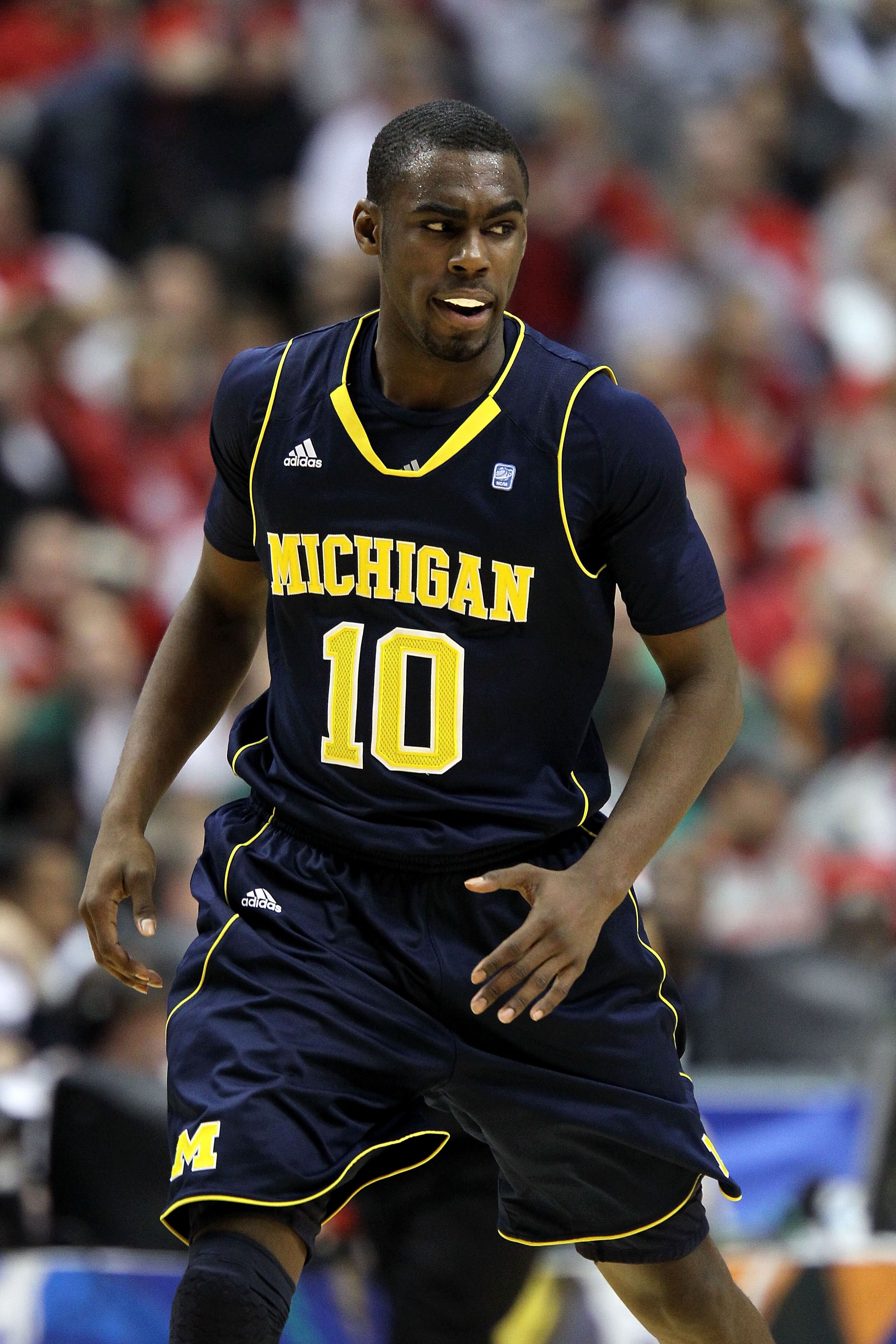 INDIANAPOLIS, IN - MARCH 12:  Tim Hardaway Jr. #10 of the Michigan Wolverines looks on against the Ohio State Buckeyes during the semifinals of the 2011 Big Ten Men's Basketball Tournament at Conseco Fieldhouse on March 12, 2011 in Indianapolis, Indiana.