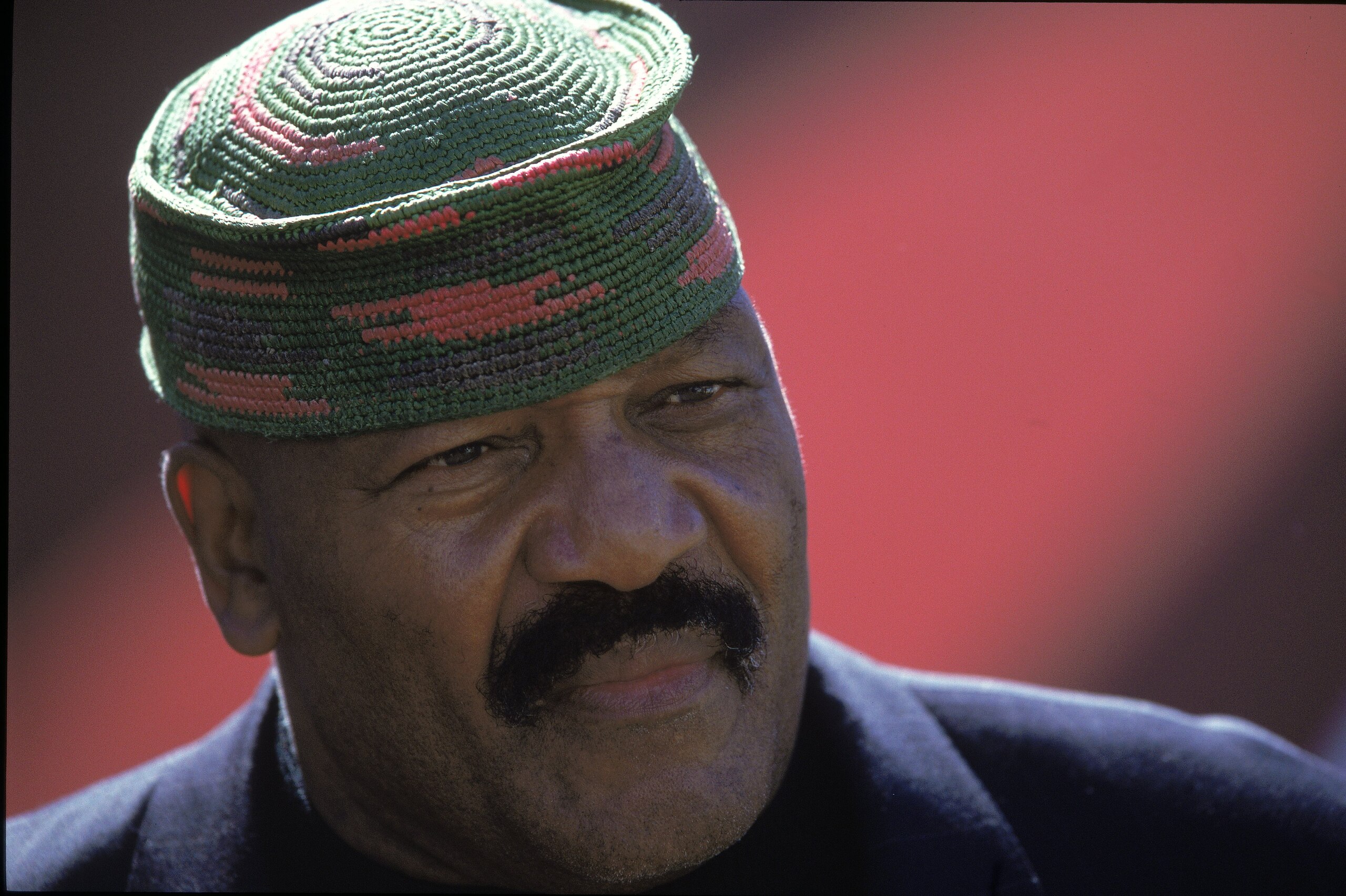 17 Sep 2000:  A close-up of celebrity Jim Brown watching the game between the Cleveland Browns and the Pittsburgh Steelers at the Cleveland Brown Stadium in Cleveland, Ohio.  The Browns defeated the Steelers 23-20.Mandatory Credit: Harry How  /Allsport