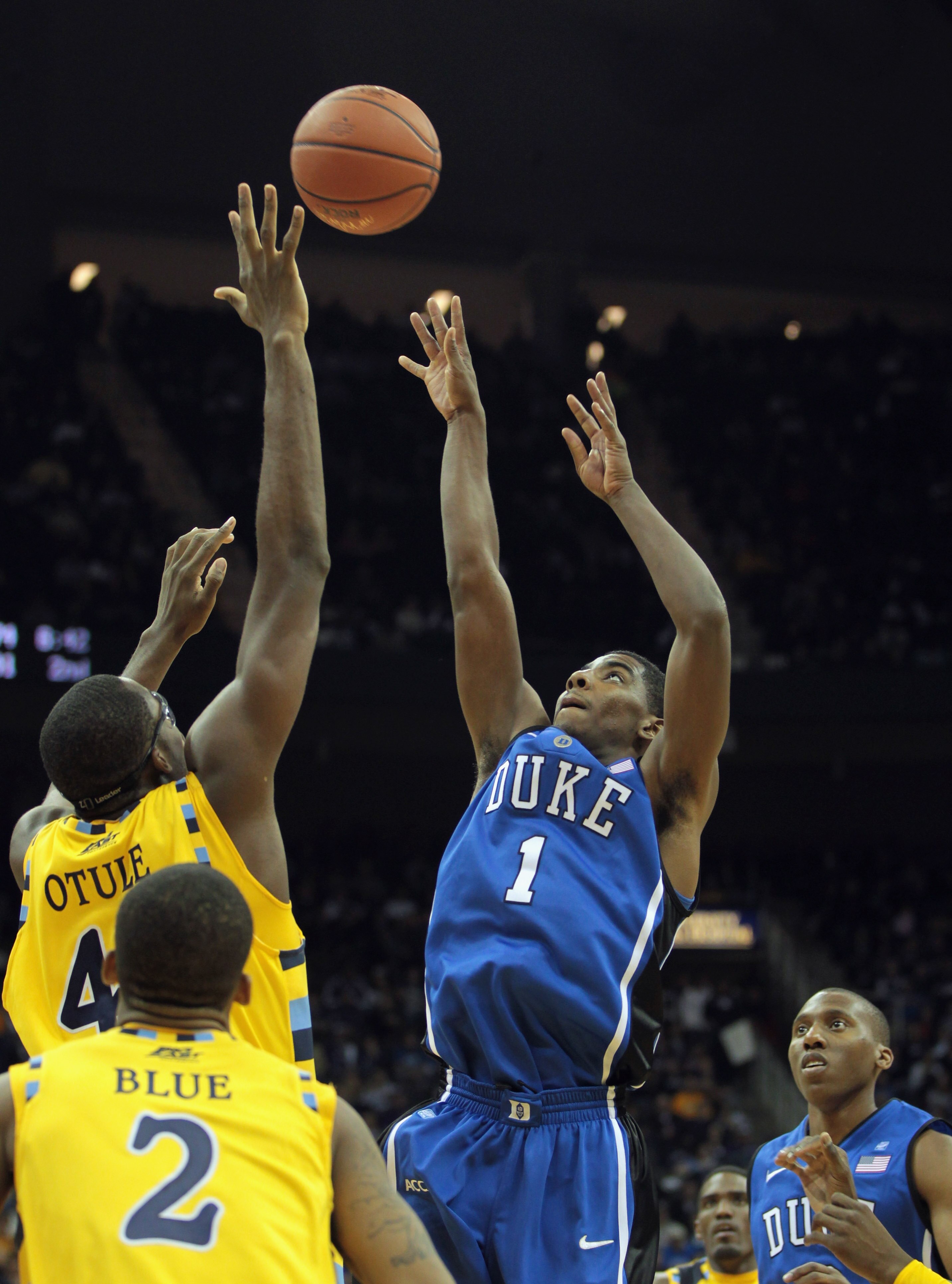 KANSAS CITY, MO - NOVEMBER 22:  Kyrie Irving #1 of the Duke Blue Devils in action during the CBE Classic game against the Marquette Golden Eagles on November 22, 2010 at the Sprint Center in Kansas City, Missouri.  (Photo by Jamie Squire/Getty Images)