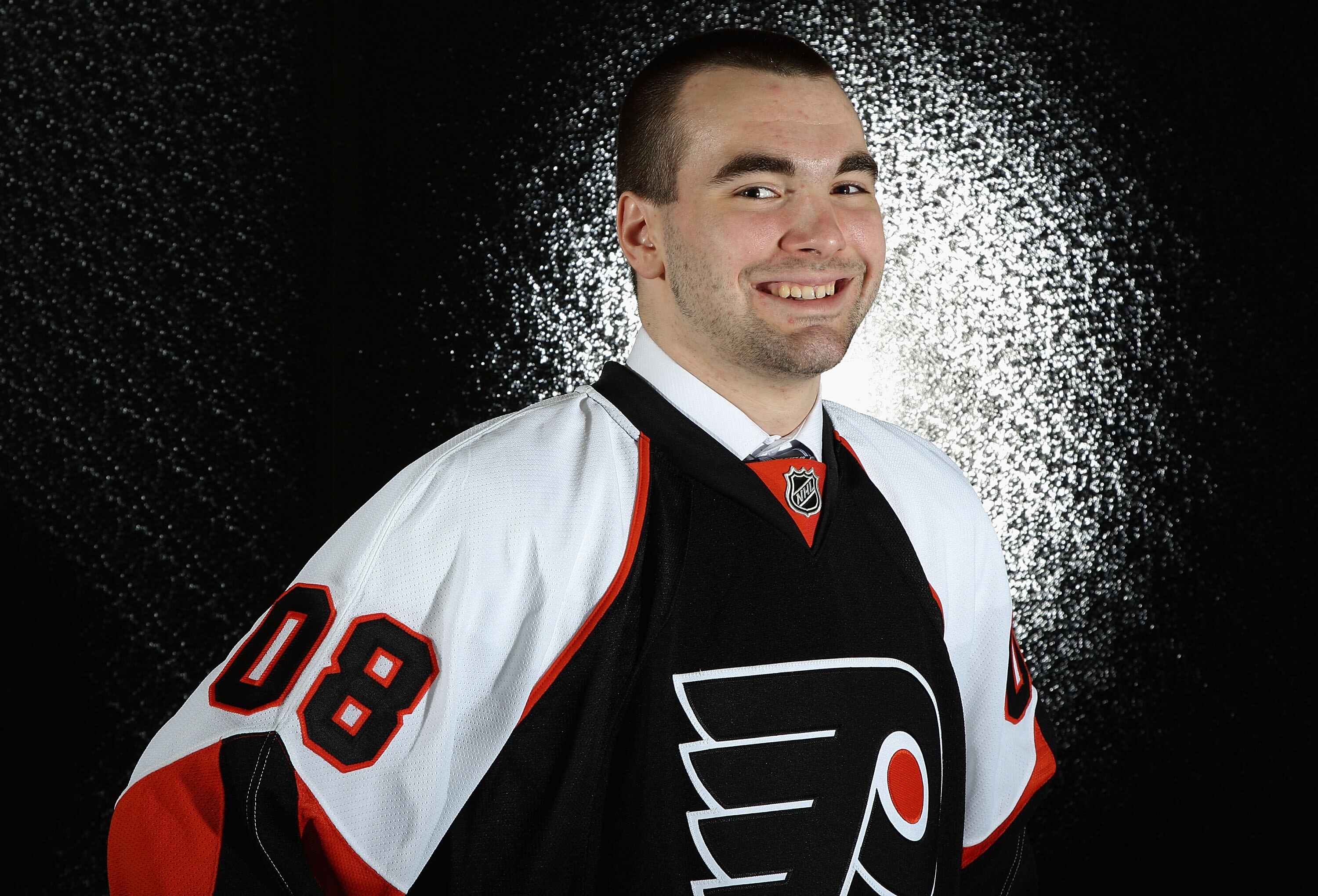 OTTAWA, ON - JUNE 21:  67th overall pick, Marc-Andre Bourdon of the Philadelphia Flyers poses for a portrait at the 2008 NHL Entry Draft at Scotiabank Place on June 21, 2008 in Ottawa, Ontario, Canada.  (Photo by Andre Ringuette/Getty Images)