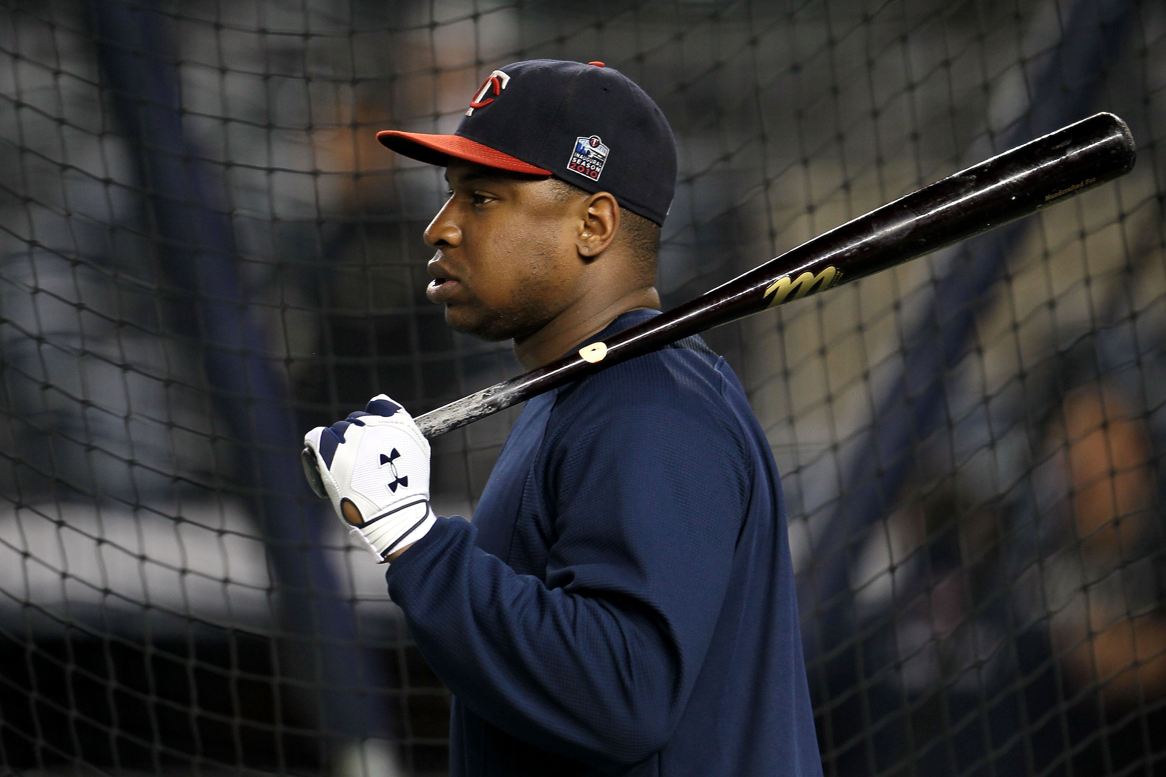 NEW YORK - OCTOBER 09: Delmon Young #21 of the Minnesota Twins looks on during batting practice against the New York Yankees during Game Three of the ALDS part of the 2010 MLB Playoffs at Yankee Stadium on October 9, 2010 in the Bronx borough of New York NEW YORK - OCTOBER 09: Delmon Young #21 of the Minnesota Twins looks on during batting practice against the New York Yankees during Game Three of the ALDS part of the 2010 MLB Playoffs at Yankee Stadium on October 9, 2010 in the Bronx borough of New York
