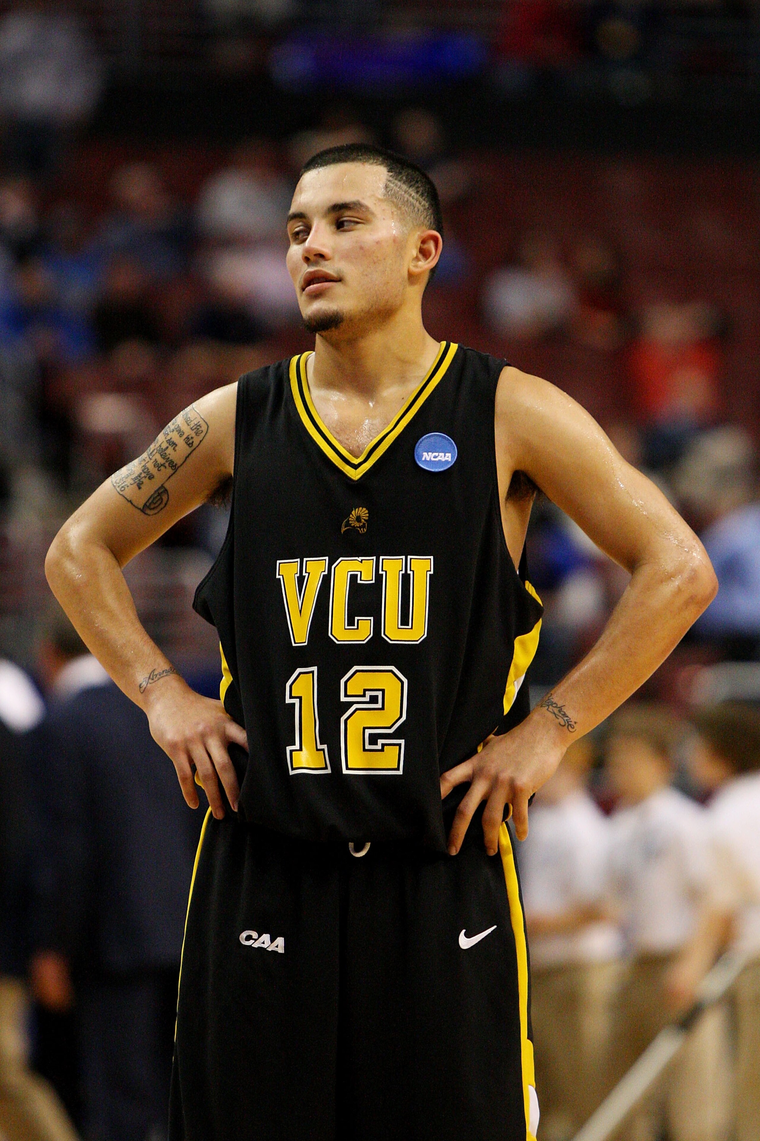 PHILADELPHIA - MARCH 19:  Joey Rodriguez #12 of the VCU Rams looks on during the game against the UCLA Bruins during the first round of the NCAA Division I Men's Basketball Tournament at the Wachovia Center on March 19, 2009 in Philadelphia, Pennsylvania.