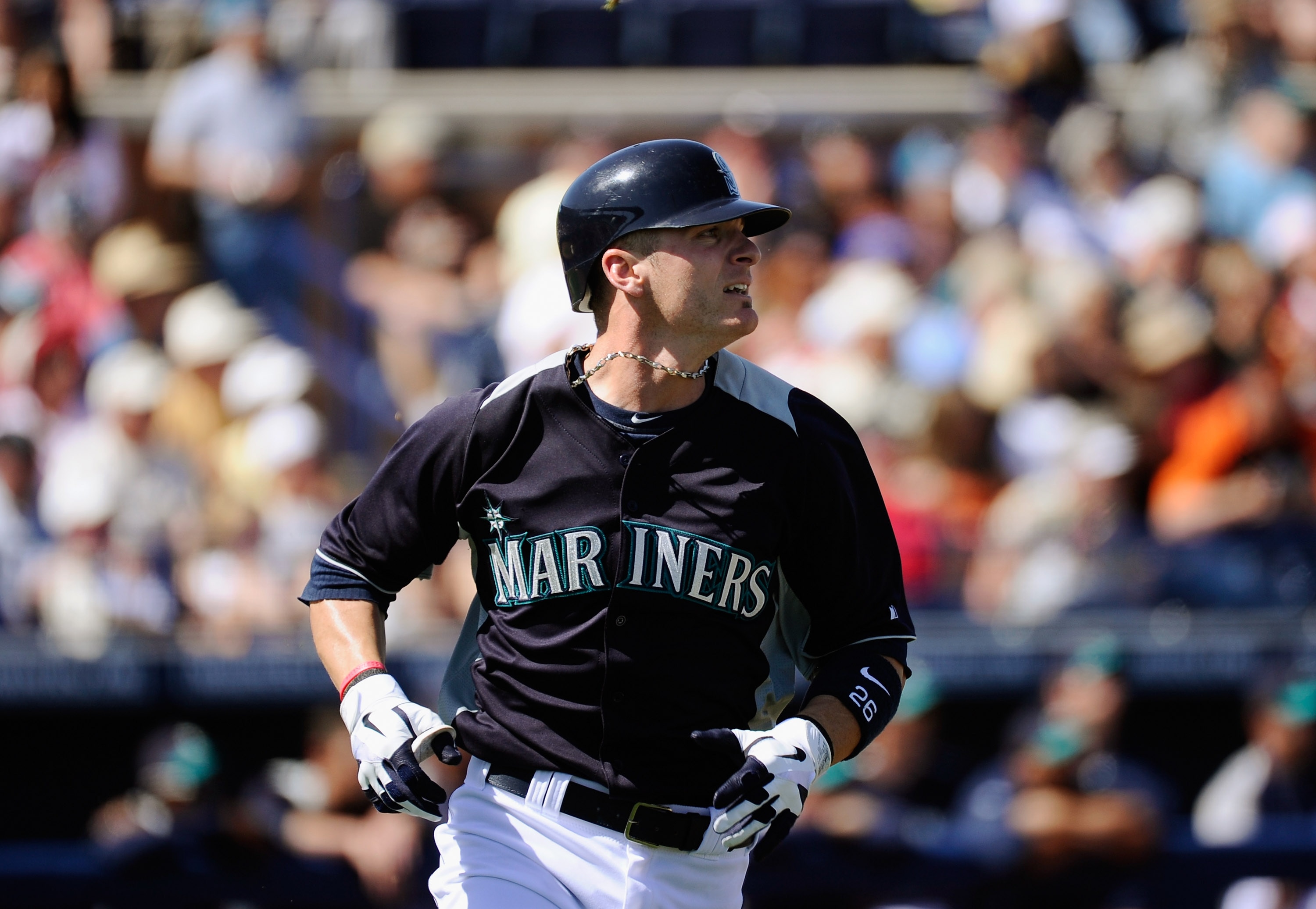 PEORIA, AZ - MARCH 08:  Brendan Ryan #26 of the Seattle Mariners during the spring training baseball game against the San Francisco Giants at Peoria Stadium on March 8, 2011 in Peoria, Arizona.  (Photo by Kevork Djansezian/Getty Images)