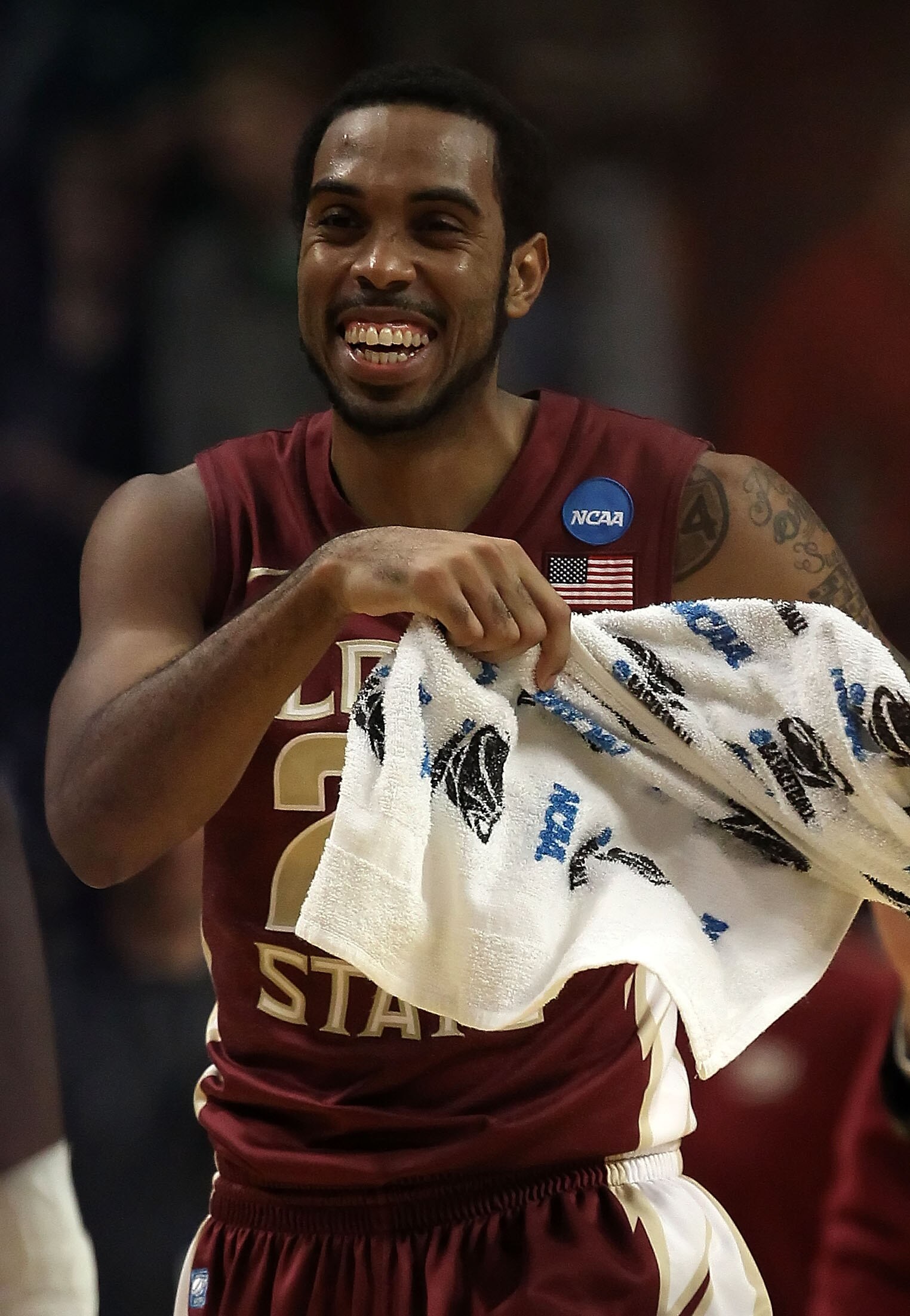 CHICAGO, IL - MARCH 20:  Derwin Kitchen #22 of the Florida State Seminoles smiles after defeating the Notre Dame Fighting Irish during the third round of the 2011 NCAA men's basketball tournament at the United Center on March 20, 2011 in Chicago, Illinois