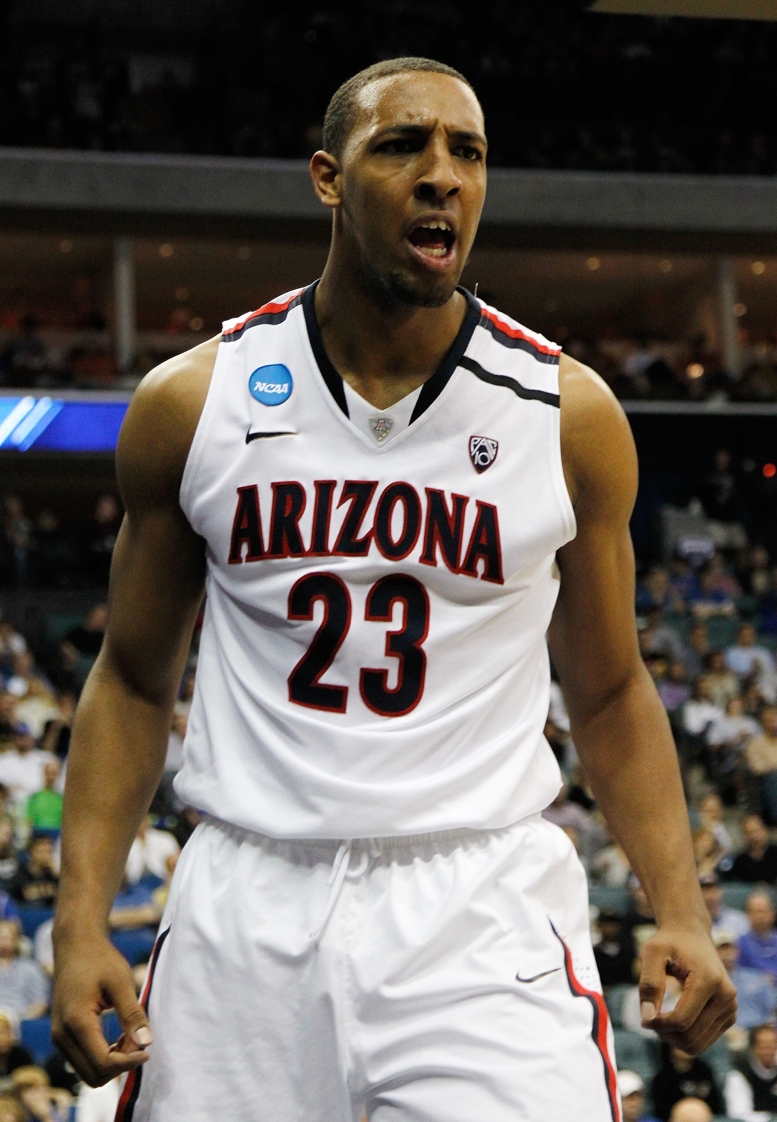 TULSA, OK - MARCH 18:  Derrick Williams #23 of the Arizona Wildcats reacts to a play against the Memphis Tigers during the second round of the 2011 NCAA men's basketball tournament at BOK Center on March 18, 2011 in Tulsa, Oklahoma.  (Photo by Tom Penning