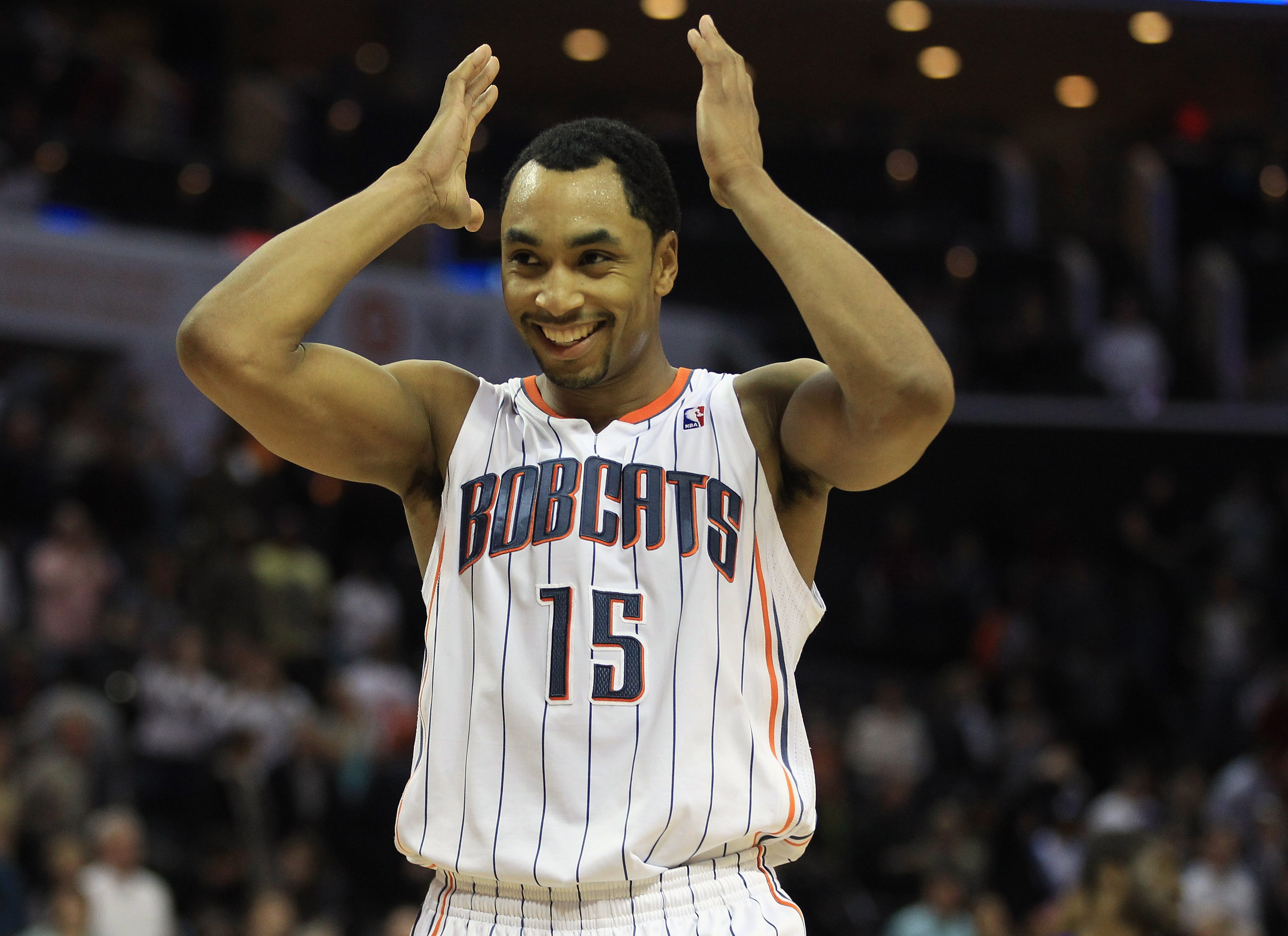 CHARLOTTE, NC - FEBRUARY 25:  Gerald Henderson #15 of the Charlotte Bobcats reacts to a play during their game against the Sacramento Kings at Time Warner Cable Arena on February 25, 2011 in Charlotte, North Carolina. NOTE TO USER: User expressly acknowle