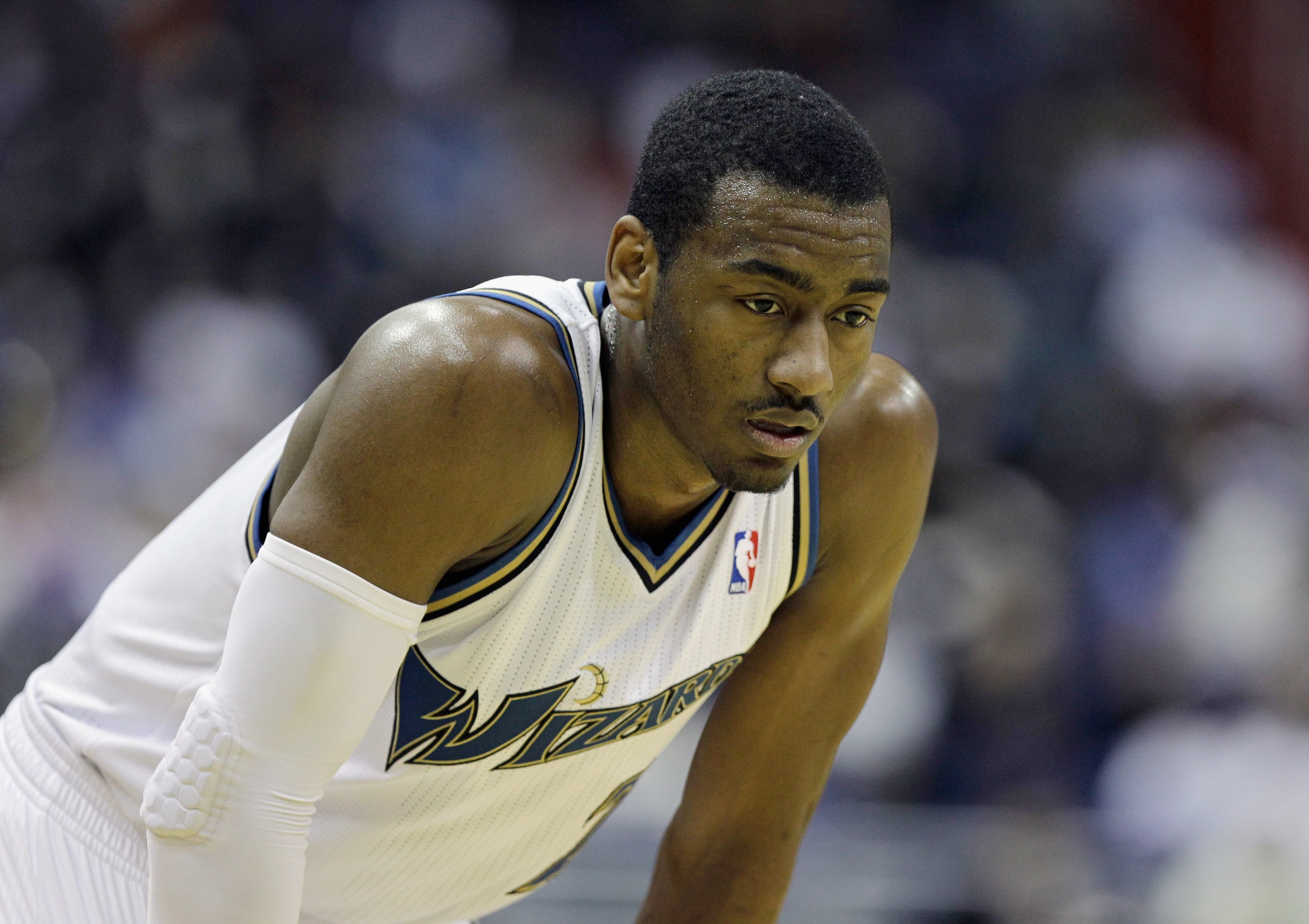 WASHINGTON, DC - MARCH 14: John Wall #2 of the Washington Wizards looks on against the Oklahoma City Thunder during the second half at the Verizon Center on March 14, 2011 in Washington, DC. NOTE TO USER: User expressly acknowledges and agrees that, by do