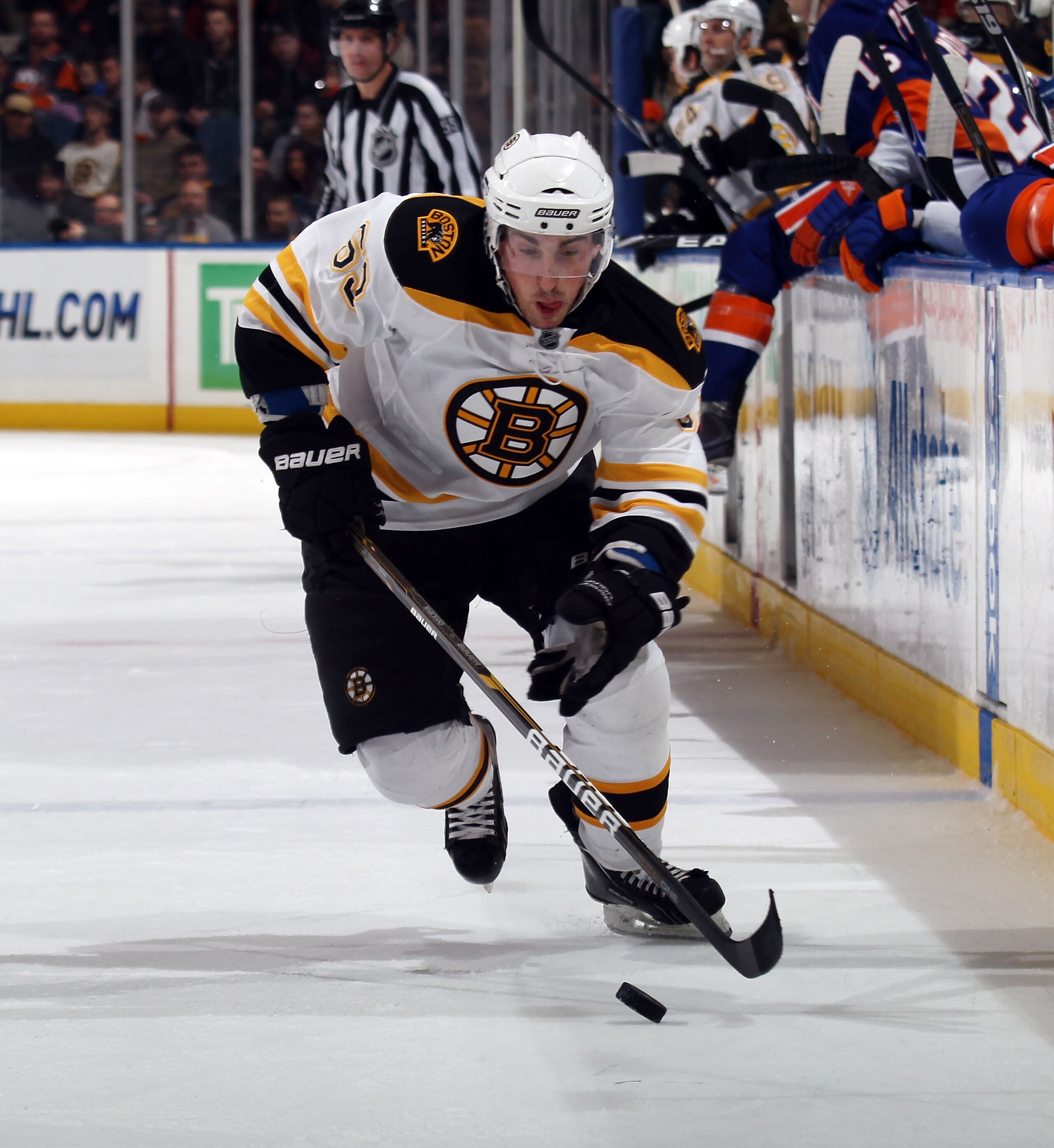 UNIONDALE, NY - MARCH 11: Brad Marchand #63 of the Boston Bruins skates against the New York Islanders at the Nassau Coliseum on March 11, 2011 in Uniondale, New York.  (Photo by Bruce Bennett/Getty Images)