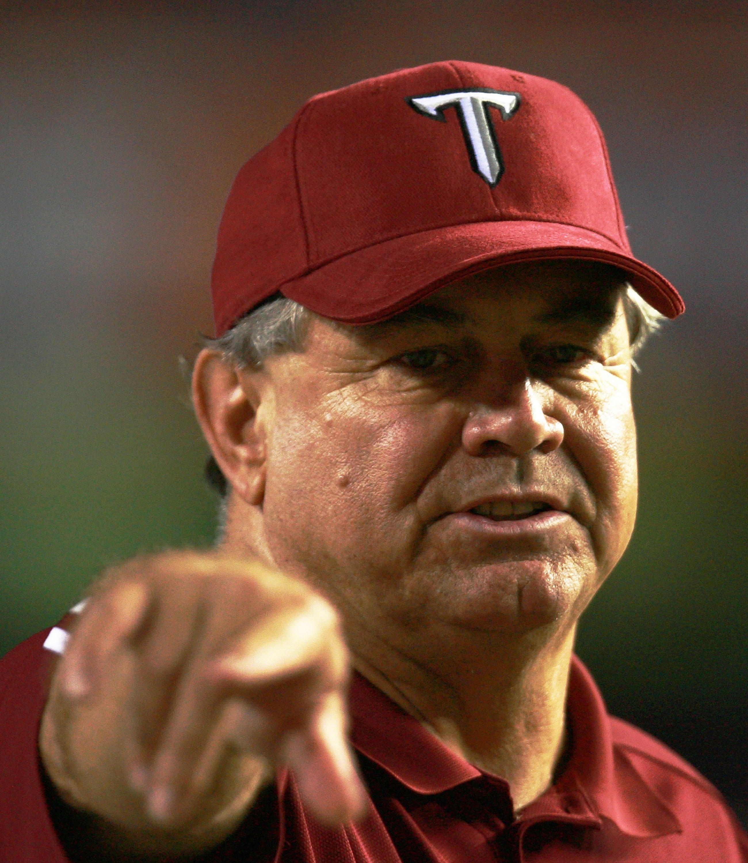 GAINESVILLE, FL - SEPTEMBER 08:  Head coach Larry Blakeney of the Troy Trojans directs his team against the Florida Gators at Ben Hill Griffin Stadium on September 8, 2007 in Gainesville, Florida.  (Photo by Doug Benc/Getty Images)