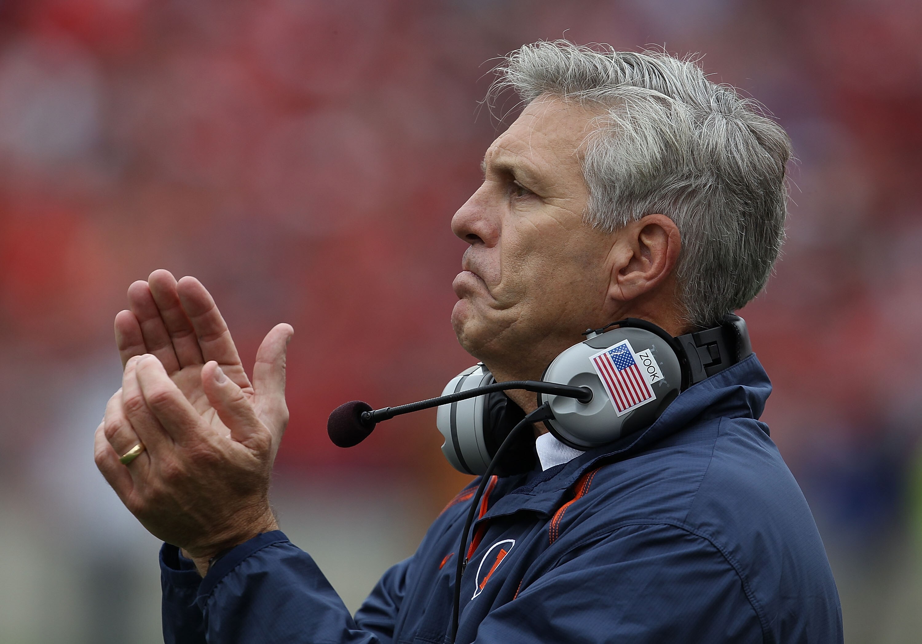 CHAMPAIGN, IL - OCTOBER 02: Head coach Ron Zook of the Illinois Fighting Illini watches as his team takes on the Ohio State Buckeyes at Memorial Stadium on October 2, 2010 in Champaign, Illinois. Ohio State defeated Illinois 24-13. (Photo by Jonathan Dani