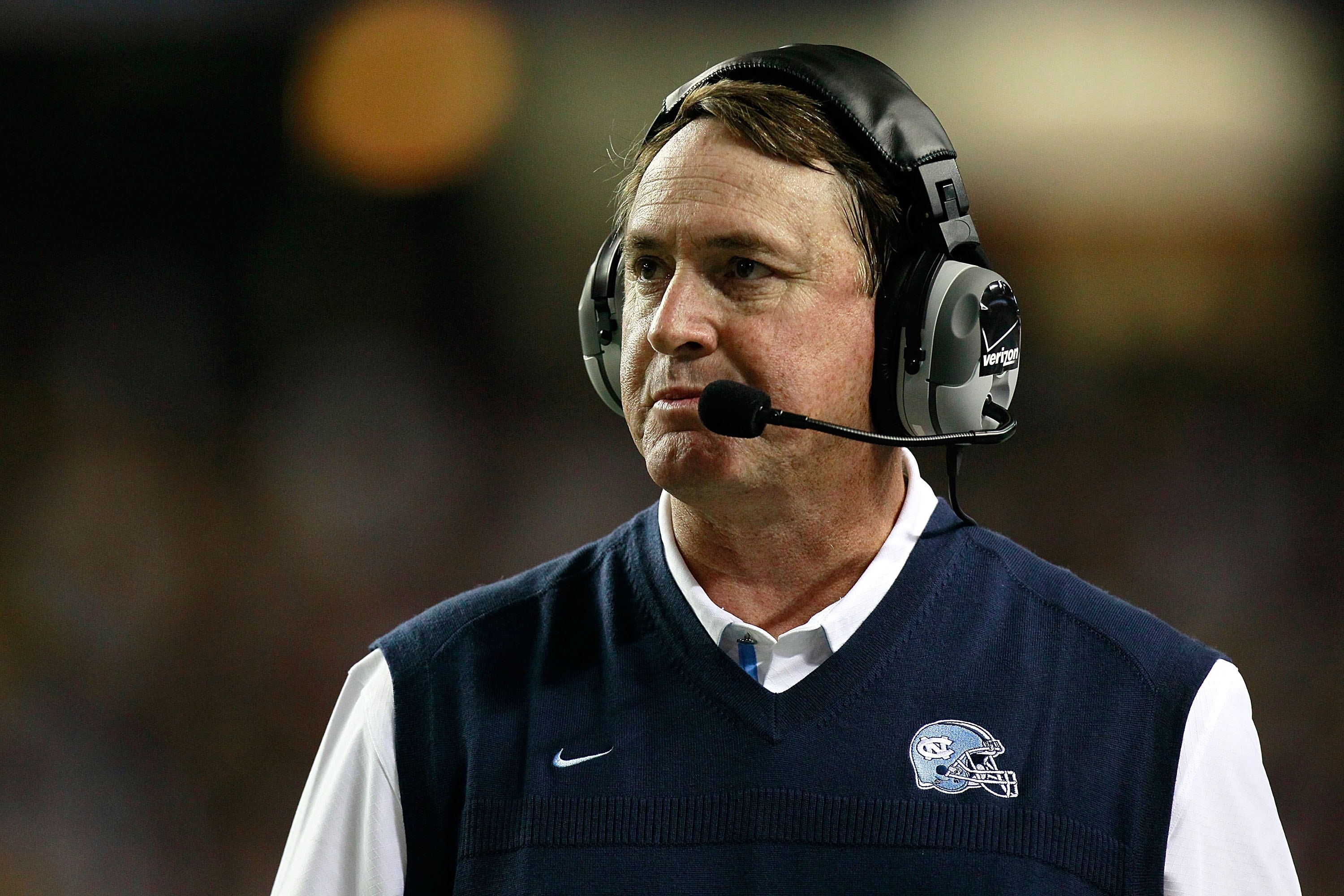 ATLANTA - SEPTEMBER 04:  Head coach Butch Davis of the North Carolina Tar Heels against the LSU Tigers during the Chick-fil-A Kickoff Game at Georgia Dome on September 4, 2010 in Atlanta, Georgia.  (Photo by Kevin C. Cox/Getty Images)