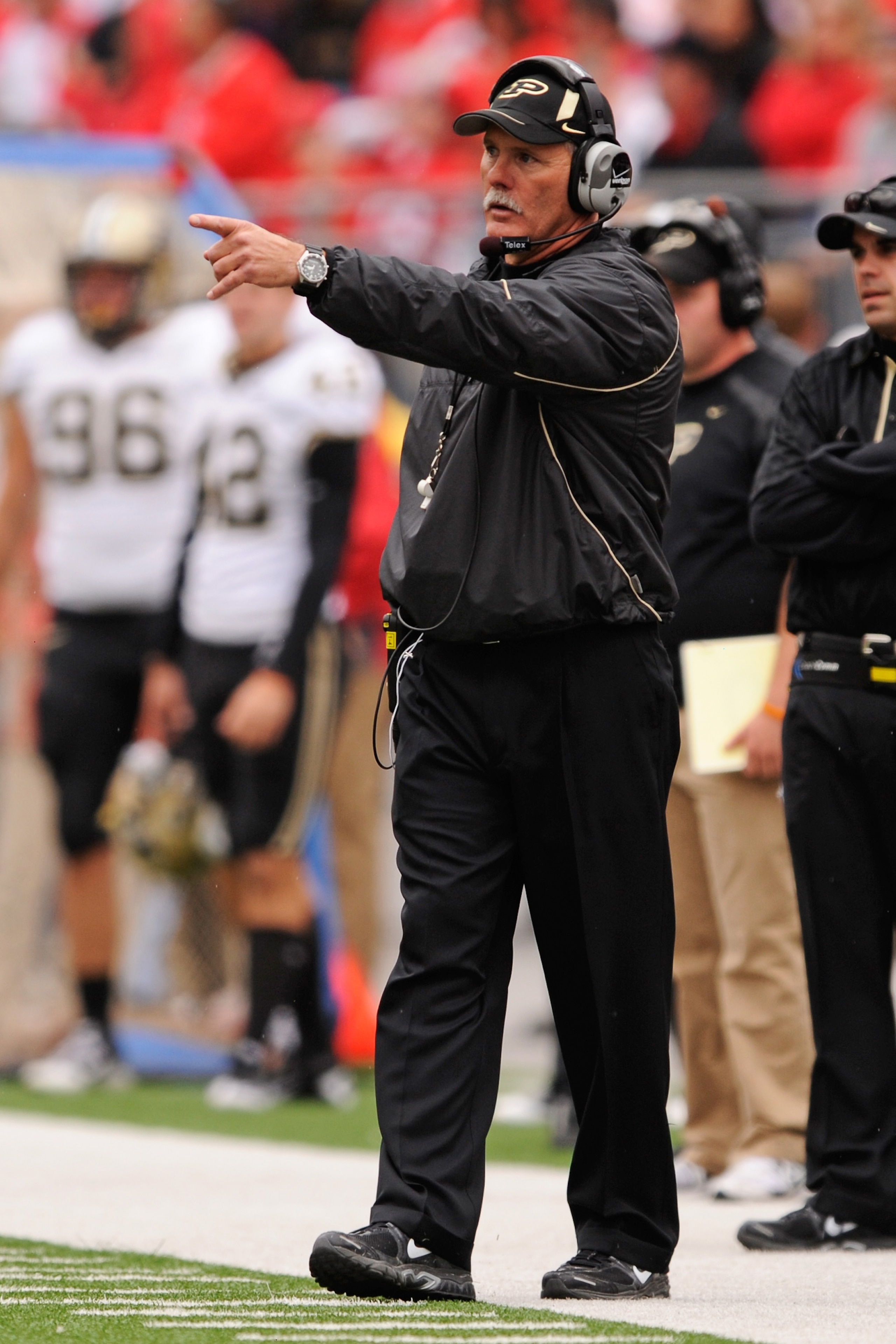 COLUMBUS, OH - OCTOBER 23:  Head Coach Danny Hope of the Purdue Boilermakers directs his team from the sideline as they play the Ohio State Buckeyes at Ohio Stadium on October 23, 2010 in Columbus, Ohio.  (Photo by Jamie Sabau/Getty Images)