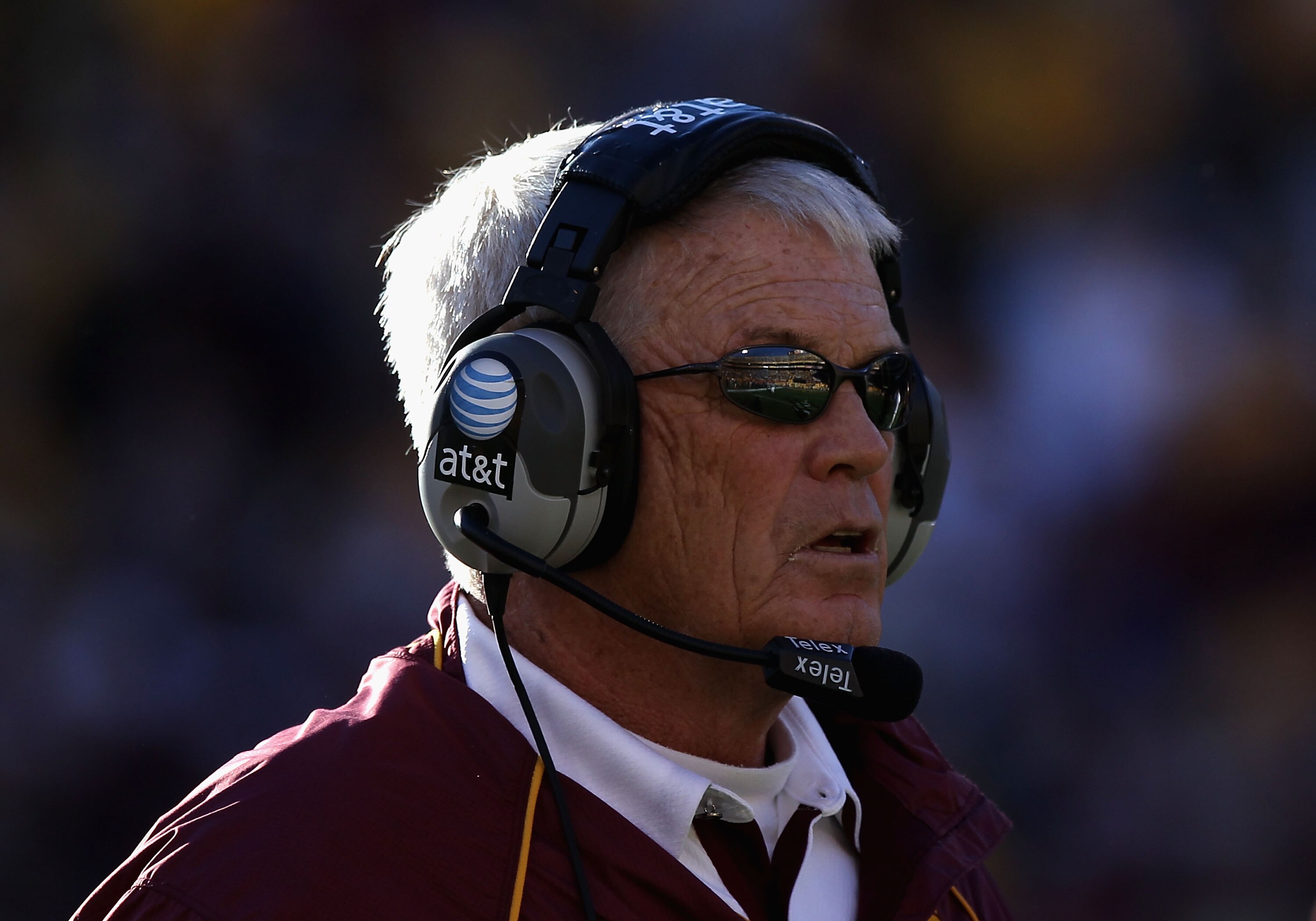 TEMPE, AZ - NOVEMBER 26:  Head coach Dennis Erickson of the Arizona State Sun Devils watches from the sidelines during the college football game against the UCLA Bruins at Sun Devil Stadium on November 26, 2010 in Tempe, Arizona.  (Photo by Christian Pete