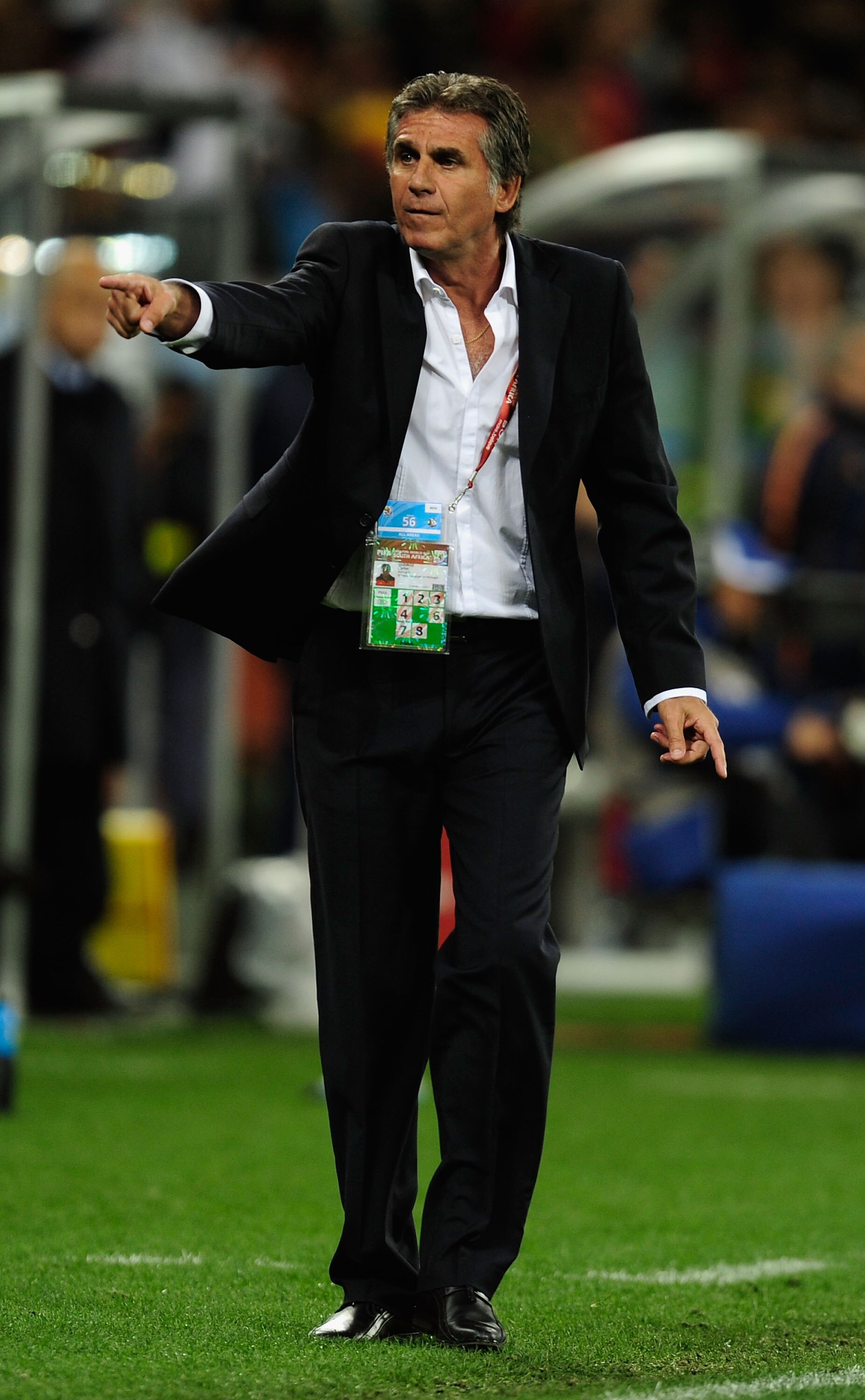 CAPE TOWN, SOUTH AFRICA - JUNE 29:  Carlos Queiroz head coach of Portugal gestures on the touchline during the 2010 FIFA World Cup South Africa Round of Sixteen match between Spain and Portugal at Green Point Stadium on June 29, 2010 in Cape Town, South A