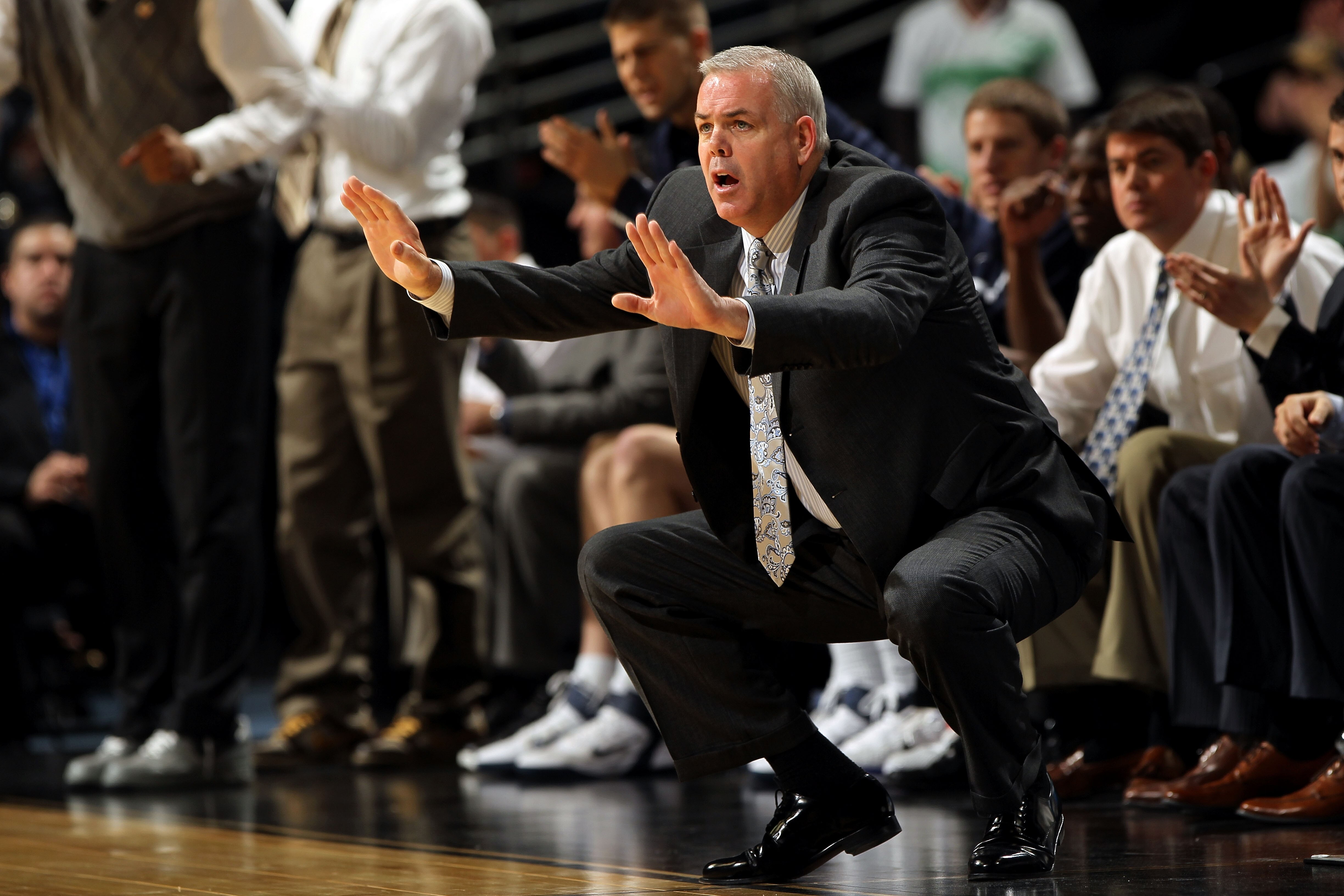 DENVER, CO - MARCH 19:  Head coach Dave Rose of the Brigham Young Cougars gestures from the bench against the Gonzaga Bulldogs during the third round of the 2011 NCAA men's basketball tournament at Pepsi Center on March 19, 2011 in Denver, Colorado.  (Pho