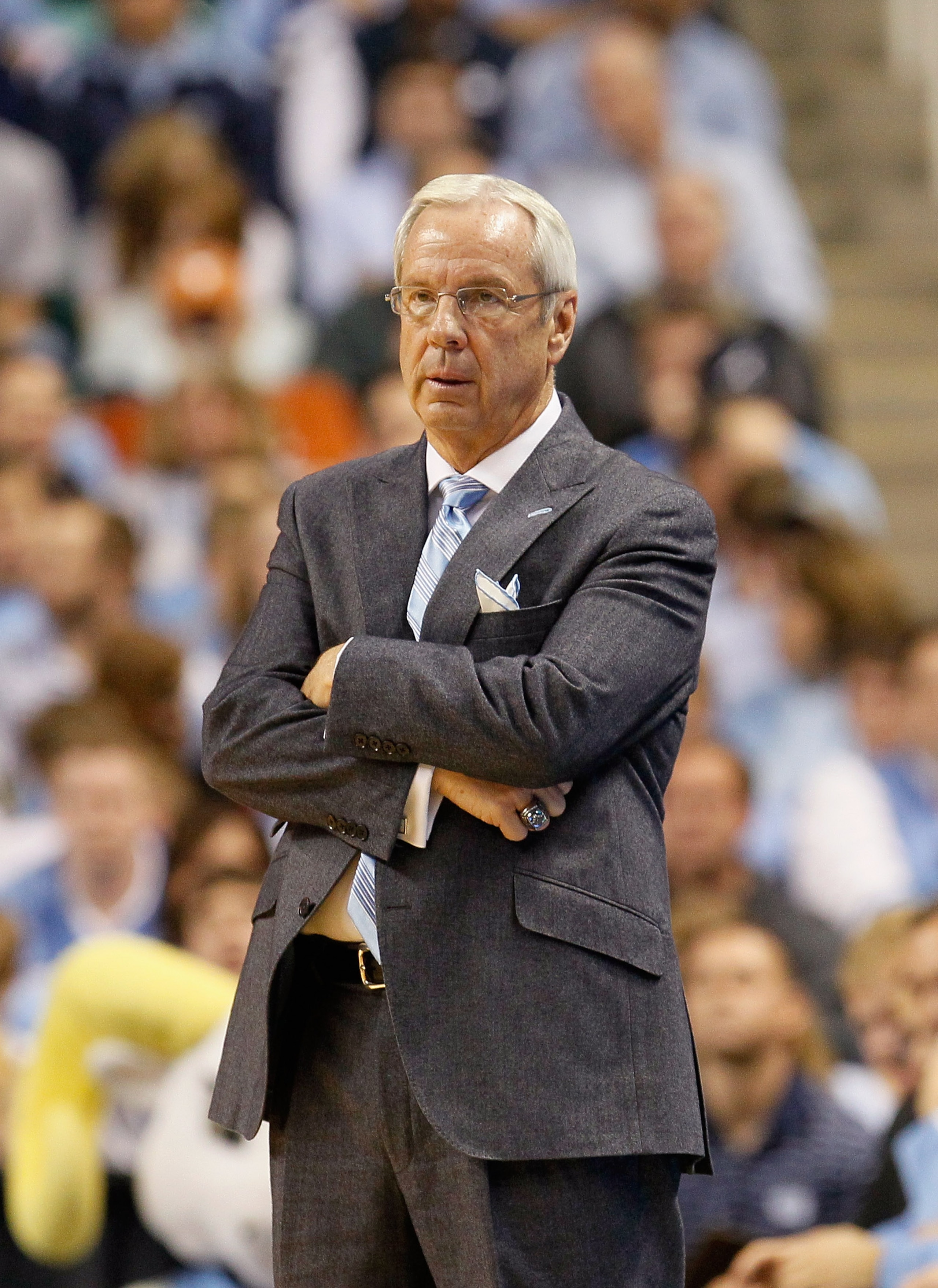 GREENSBORO, NC - DECEMBER 18:  Head coach Roy Williams of the North Carolina Tar Heels against the Texas Longhorns at Greensboro Coliseum on December 18, 2010 in Greensboro, North Carolina.  (Photo by Kevin C. Cox/Getty Images)