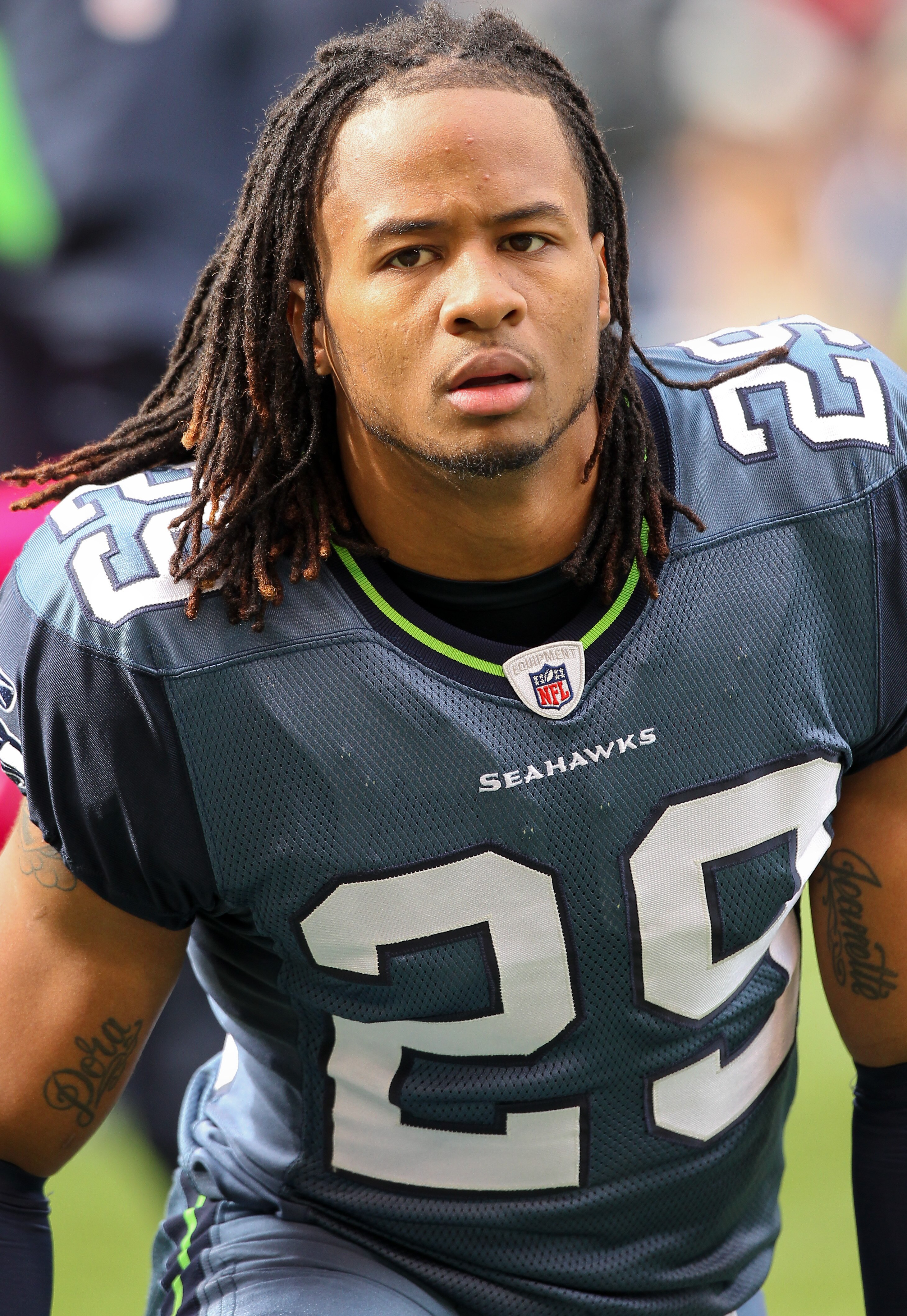 SEATTLE - OCTOBER 24:  Free safety Earl Thomas #29 of the Seattle Seahawks looks on during warmups prior to the game against the Arizona Cardinals at Qwest Field on October 24, 2010 in Seattle, Washington. (Photo by Otto Greule Jr/Getty Images)