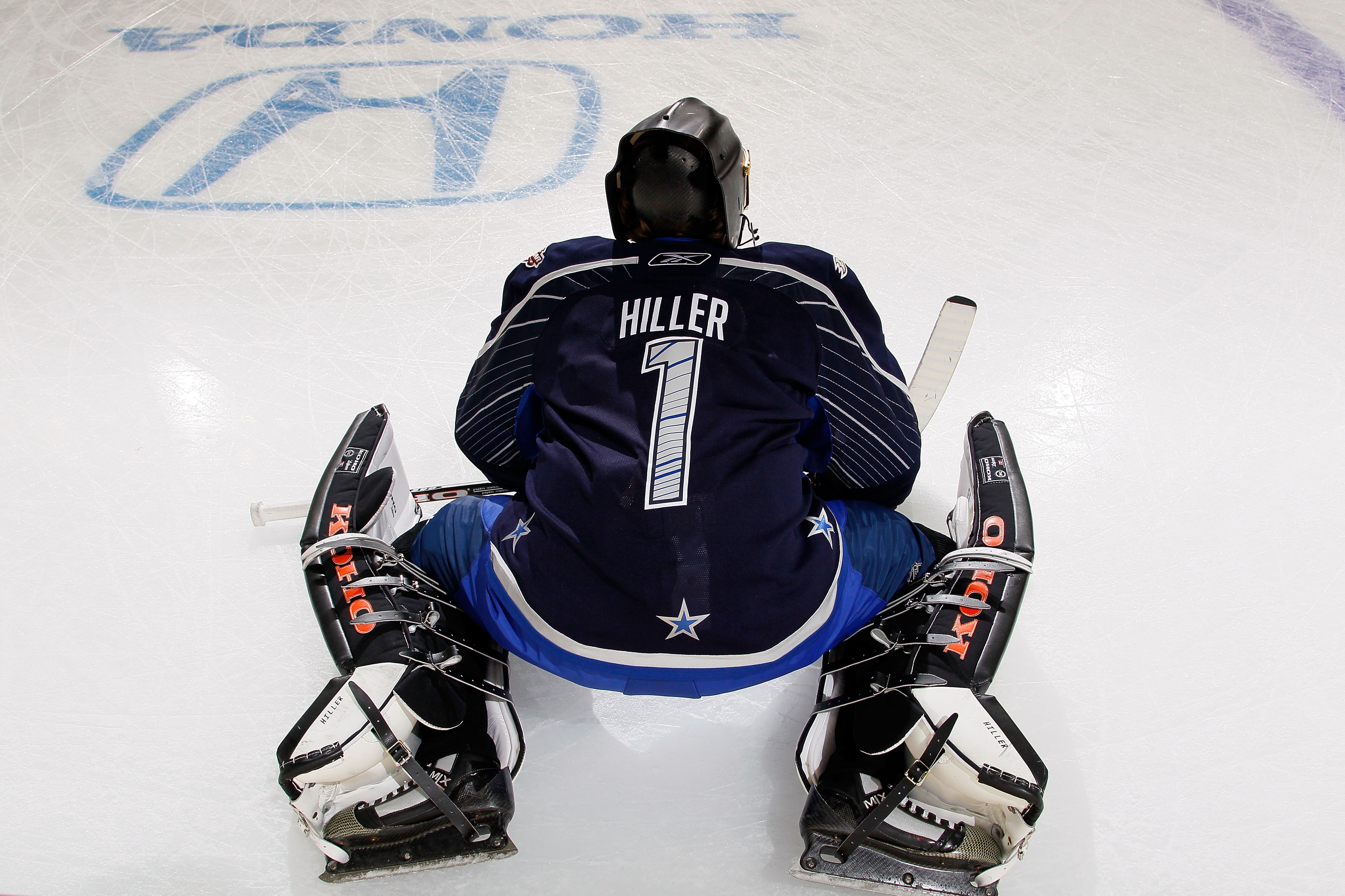 RALEIGH, NC - JANUARY 30:  Jonas Hiller #1 of the Anaheim Ducks for Team Lidstrom warms up before the 58th NHL All-Star Game at RBC Center on January 30, 2011 in Raleigh, North Carolina.  (Photo by Kevin C. Cox/Getty Images)