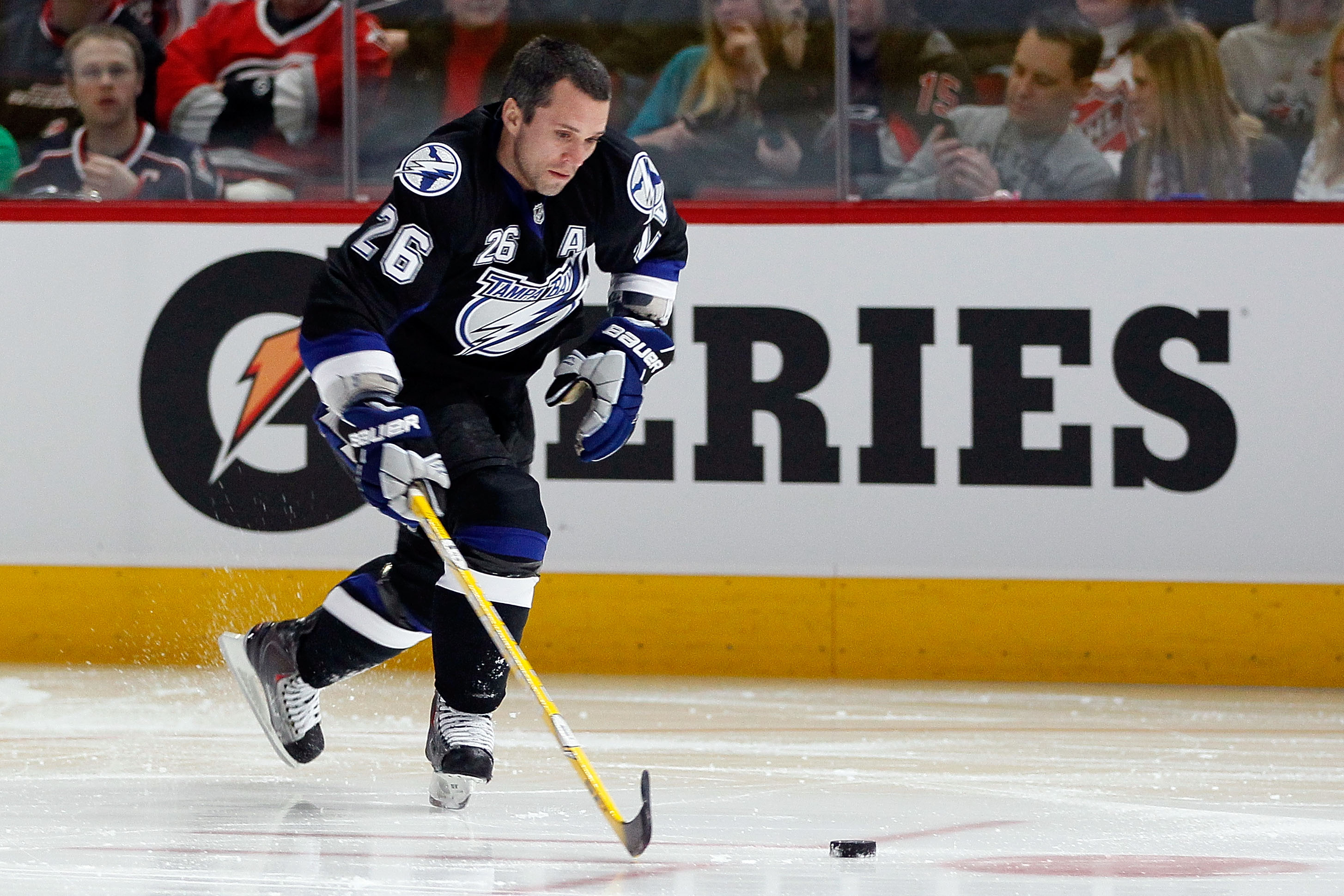 RALEIGH, NC - JANUARY 29:  Martin St. Louis #26 of the Tampa Bay Lightning participates in the skills challenge relay during the Honda NHL SuperSkills competition part of 2011 NHL All-Star Weekend at the RBC Center on January 29, 2011 in Raleigh, North Ca