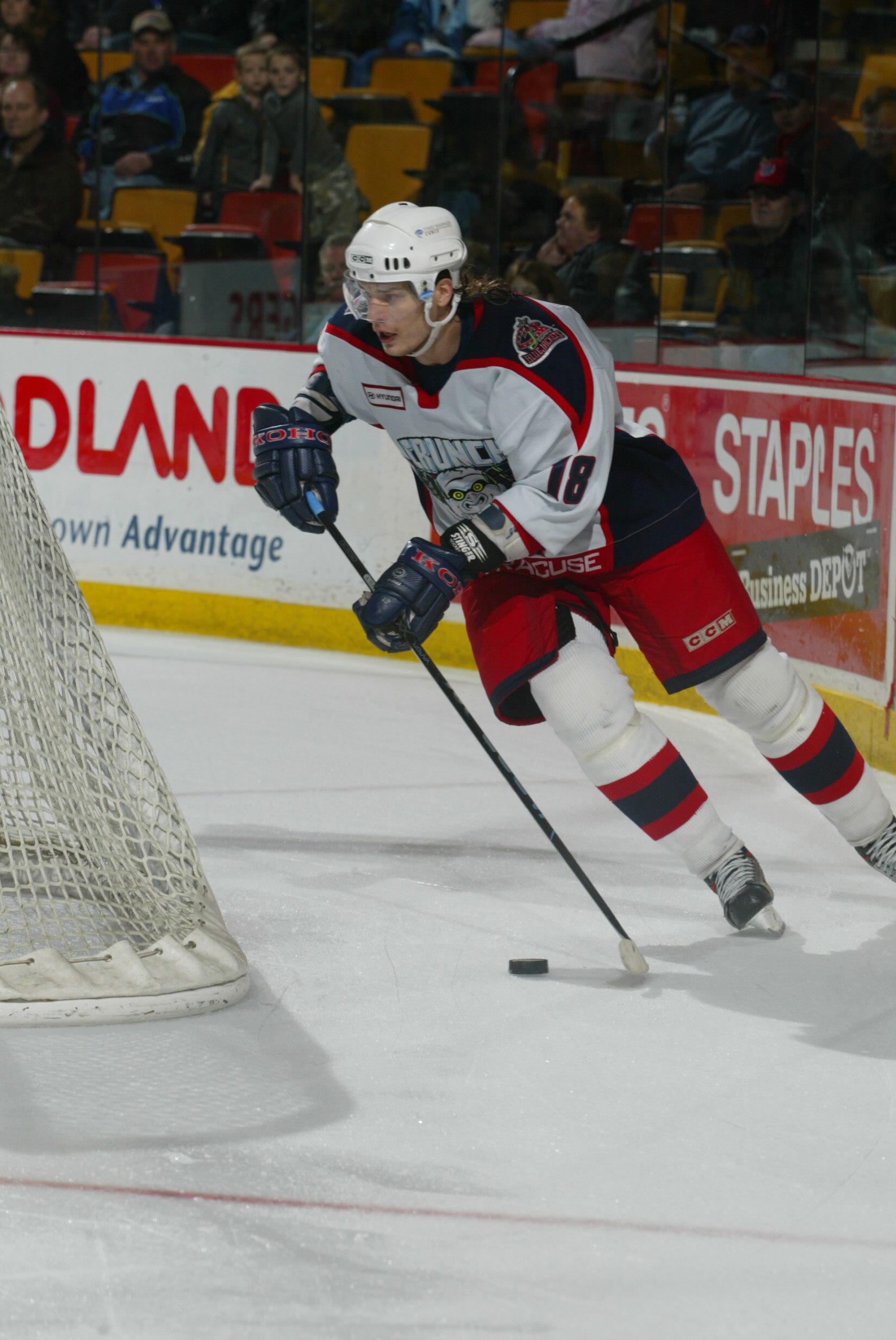 Russian-born professional hockey player Alexandr Svitov of the Syracuse Crunch on the ice, during a road game, January 12, 2005. (Photo by Claus Andersen/Getty Images)