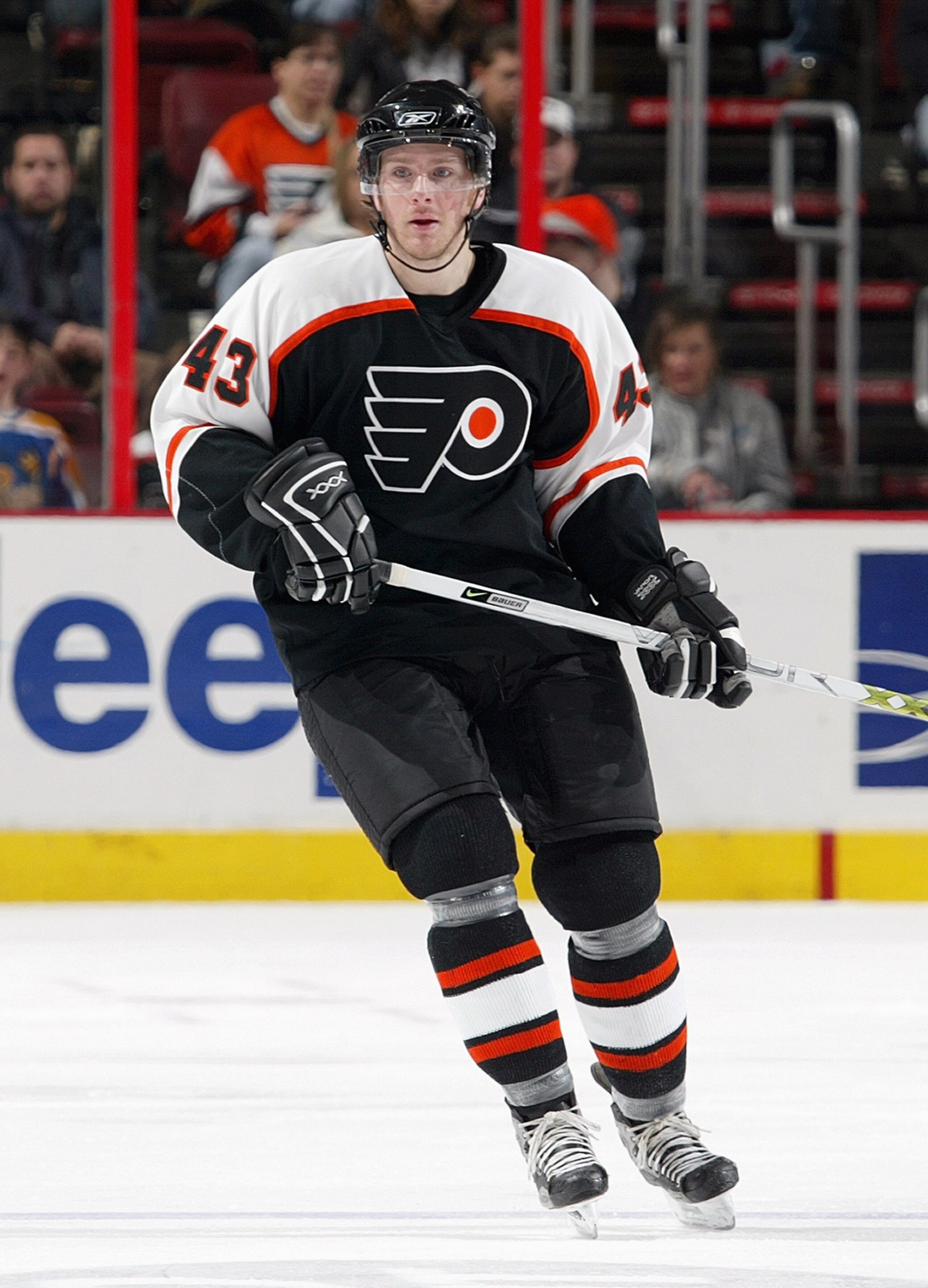 PHILADELPHIA - NOVEMBER 22:  Lars Jonsson #43 of the Philadelphia Flyers skates during the game against the Ottawa Senators at the Wachovia Center on November 22, 2006 in Philadelphia, Pennsylvania. The Senators defeated the Flyers 3 to 2 in OT (Photo by