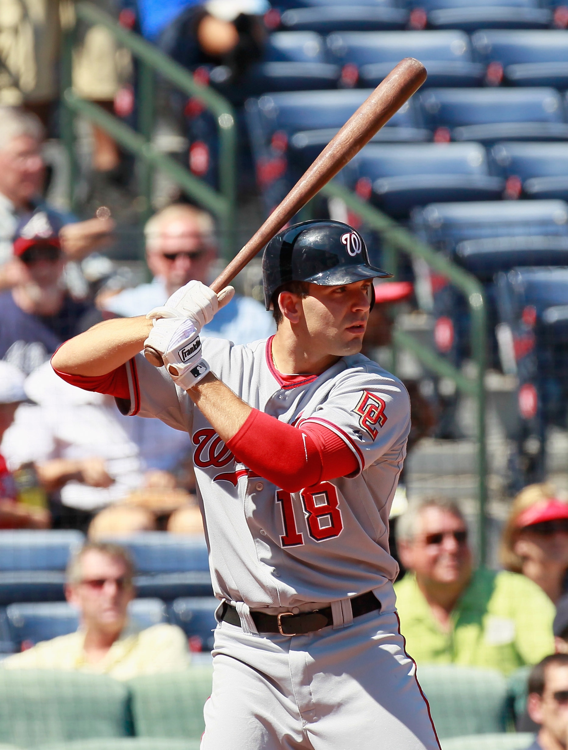 ATLANTA - SEPTEMBER 15:  Danny Espinosa #18 of the Washington Nationals against the Atlanta Braves at Turner Field on September 15, 2010 in Atlanta, Georgia.  (Photo by Kevin C. Cox/Getty Images)