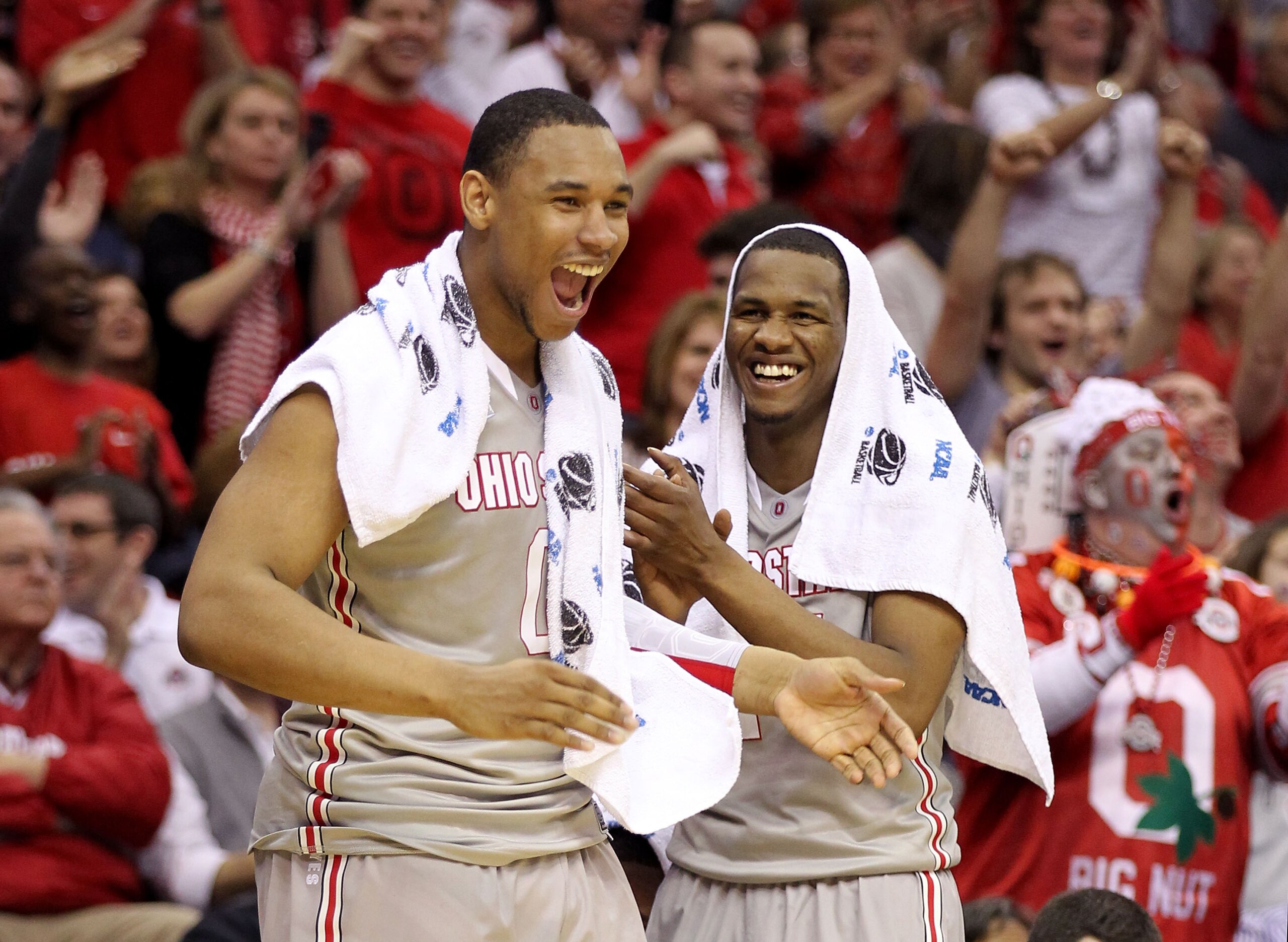 CLEVELAND, OH - MARCH 20: Jared Sullinger #0 and William Buford #44 of the Ohio State Buckeyes look on from the bench during the second half against the George Mason Patriots during the third of the 2011 NCAA men's basketball tournament at Quicken Loans CLEVELAND, OH - MARCH 20: Jared Sullinger #0 and William Buford #44 of the Ohio State Buckeyes look on from the bench during the second half against the George Mason Patriots during the third of the 2011 NCAA men's basketball tournament at Quicken Loans